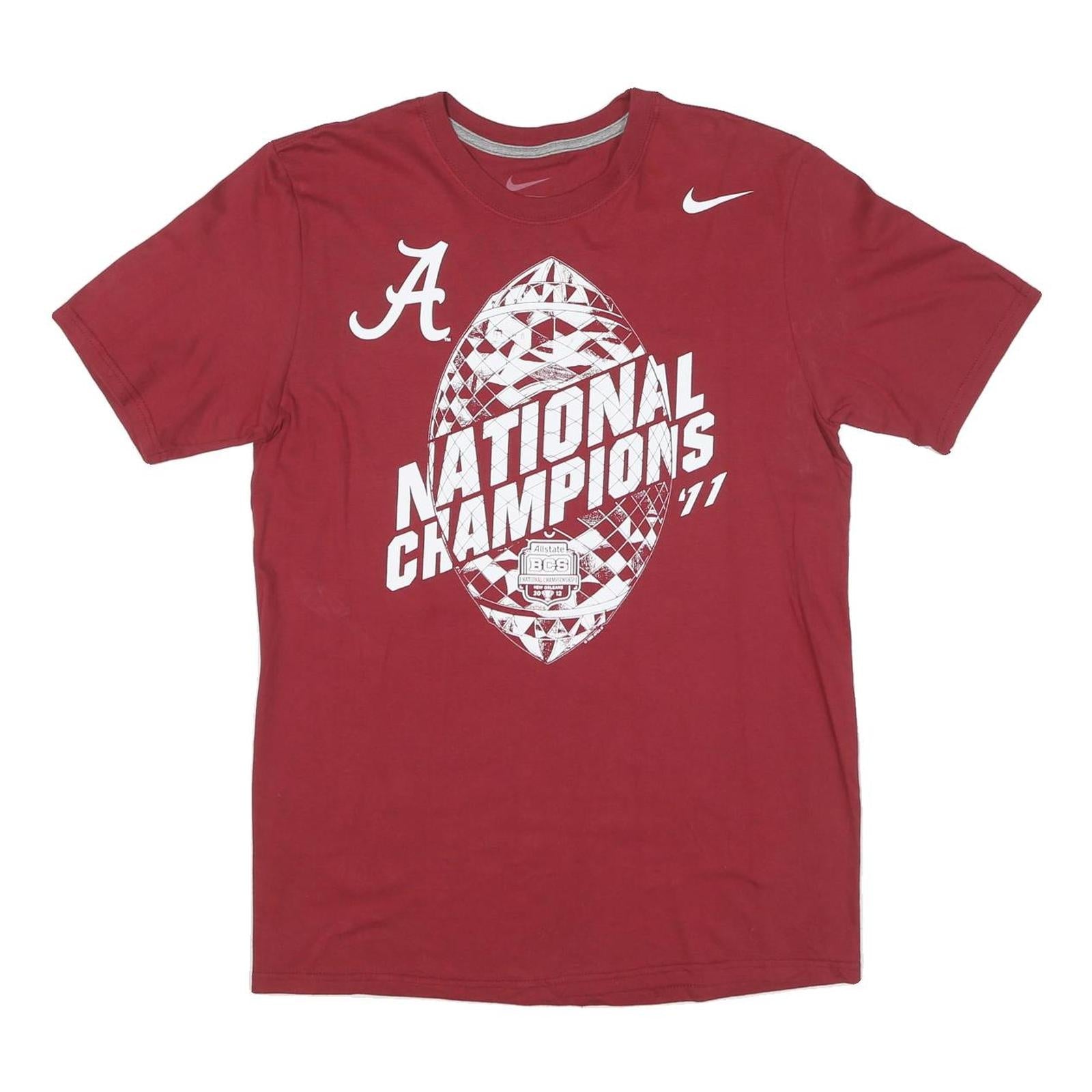 NIKE Mens Red National Champions Graphic T-Shirt M Short Sleeve Crew Neck Refurbished - N/A refurbished available on Cerqular