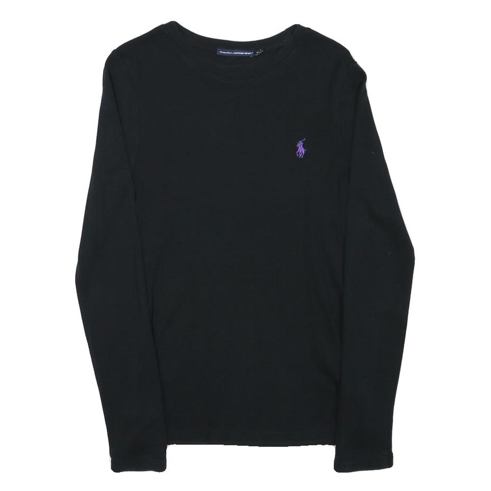 RALPH LAUREN SPORT Womens Black Long Sleeve Crew Neck T-Shirt M Cotton Blend Refurbished - N/A refurbished available on Cerqular