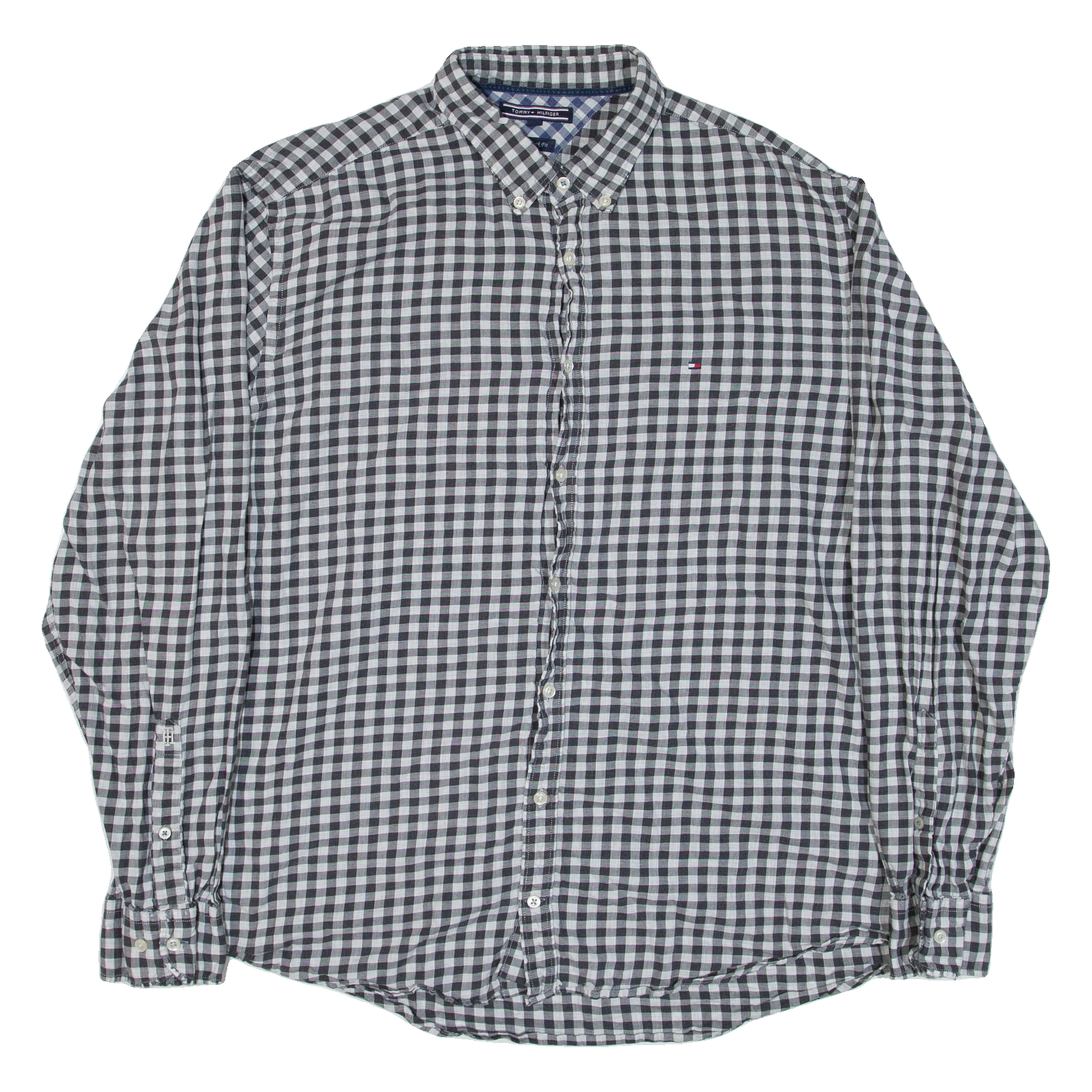 TOMMY HILFIGER New York Fit Mens Shirt Grey Gingham Long Sleeve 2XL Refurbished - N/A refurbished available on Cerqular