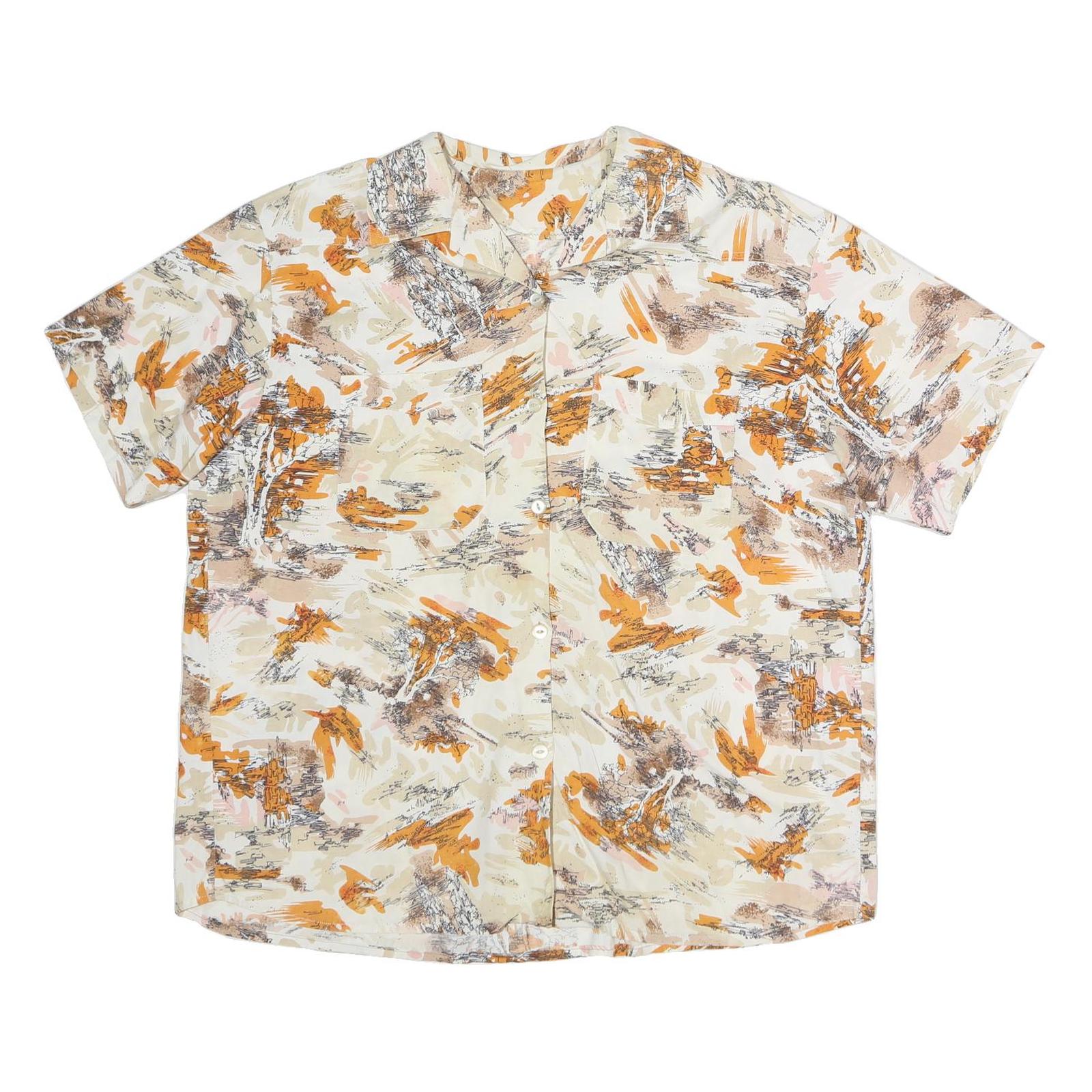 Womens Cream & Orange Abstract Print Cotton Blend Shirt L Relaxed Fit Casual Refurbished - N/A refurbished available on Cerqular