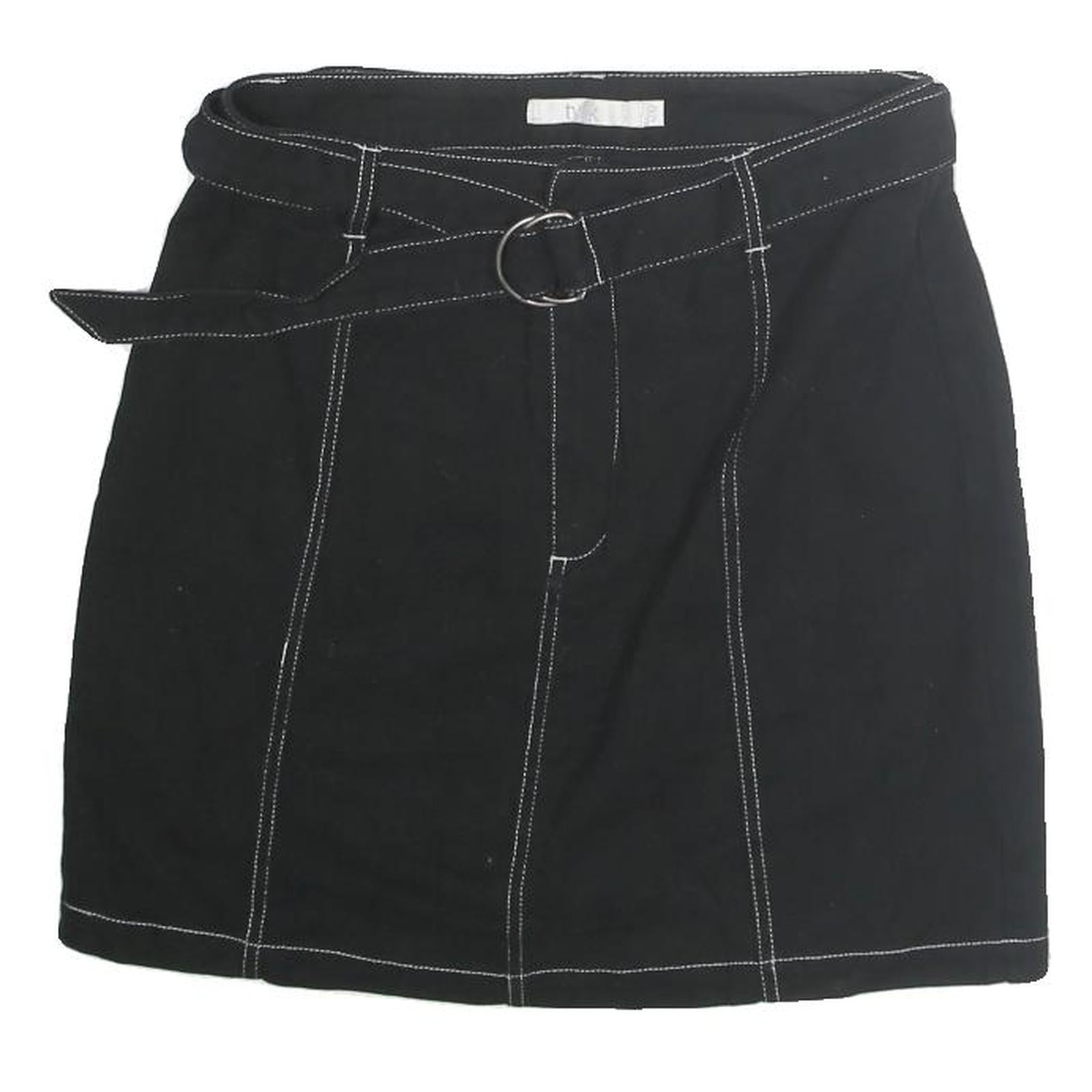 TWIK Womens Black Belted Mini Cotton Blend Skirt M Contrast Stitch Casual Refurbished - N/A refurbished available on Cerqular
