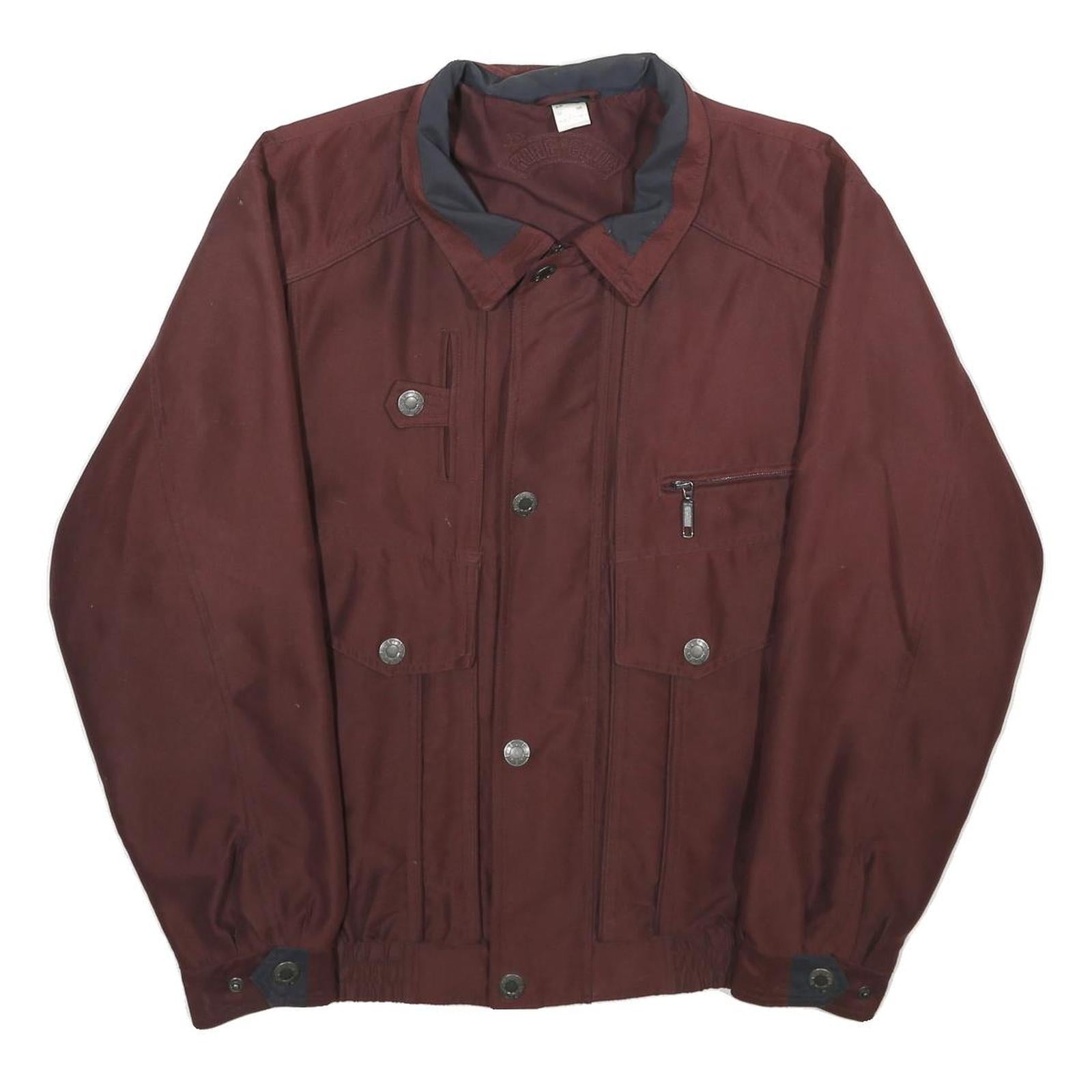 KING CLUB Mens Maroon Jacket S Polyester Plain Zip Closure Casual Wear Refurbished - N/A refurbished available on Cerqular