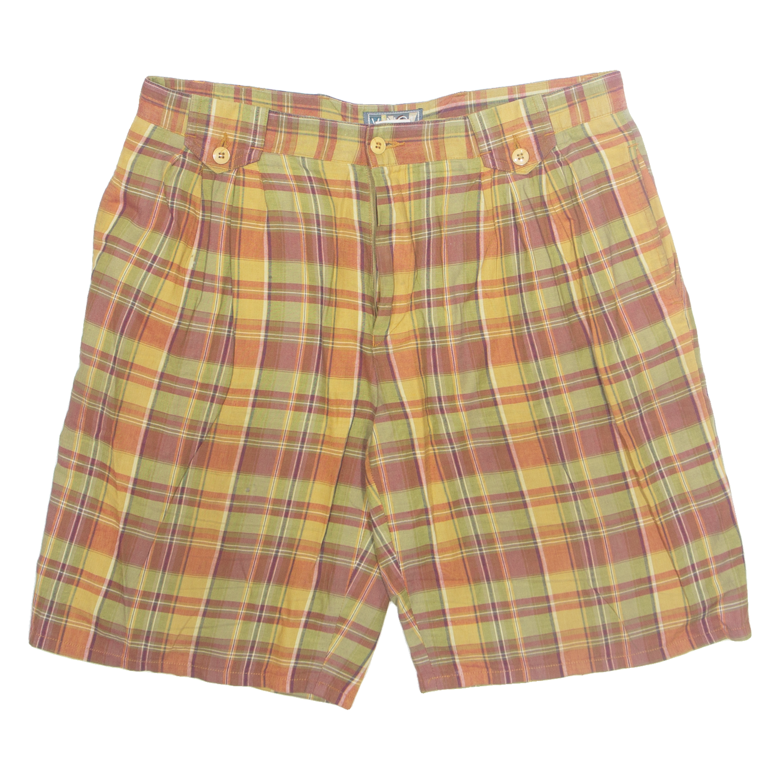 VINCI SEASON Womens Casual Shorts Yellow 90s Check L W36 Refurbished - N/A refurbished available on Cerqular
