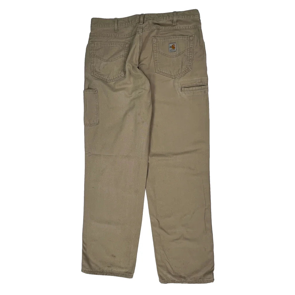 Carhartt Trousers - 36W 34L Beige Cotton Refurbished - Thrifted (note: this is a term often used to describe second- refurbished available on Cerqular