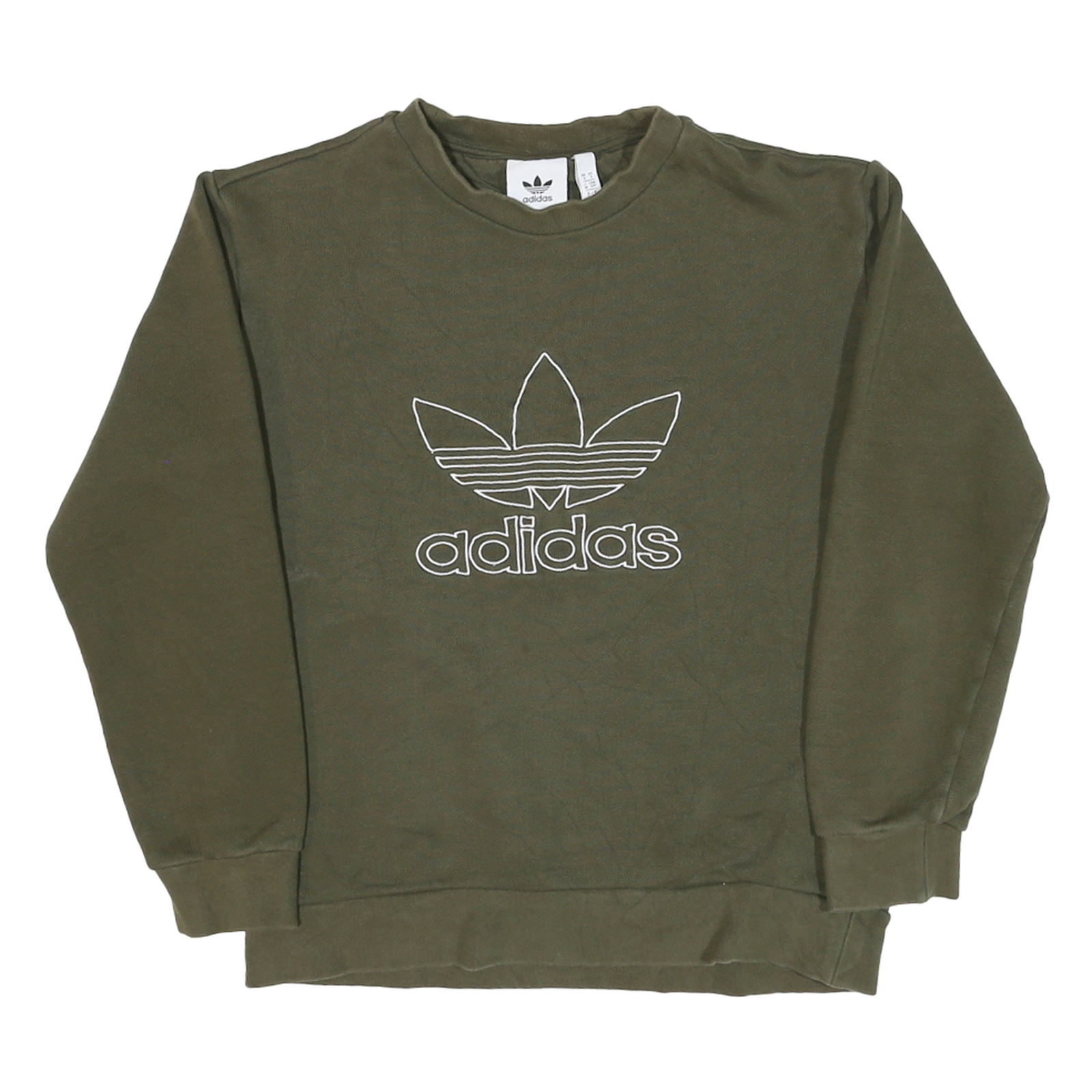 ADIDAS Mens Green Crew Neck S Sweatshirt Cotton Blend Casual Pullover Refurbished - N/A refurbished available on Cerqular