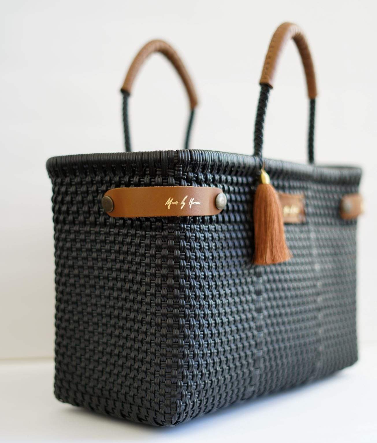 Less Pollution Convertible Handbag -Black Pearl | Handle Size: Extra Long +10"" Refurbished - Mavis by Herrera refurbished available on Cerqular