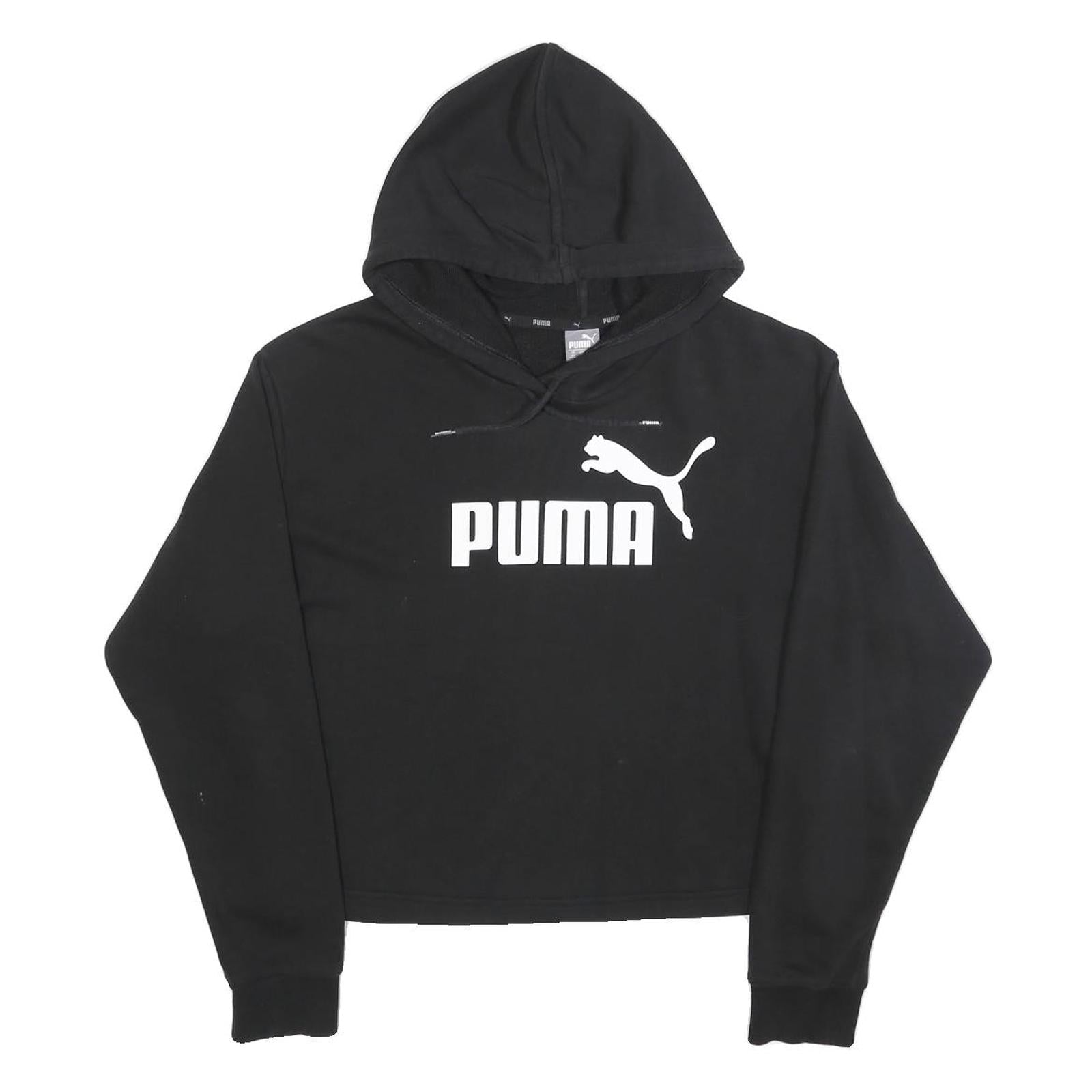 PUMA Womens Black Hoodie XS Cotton Blend Pullover Logo Print Refurbished - N/A refurbished available on Cerqular