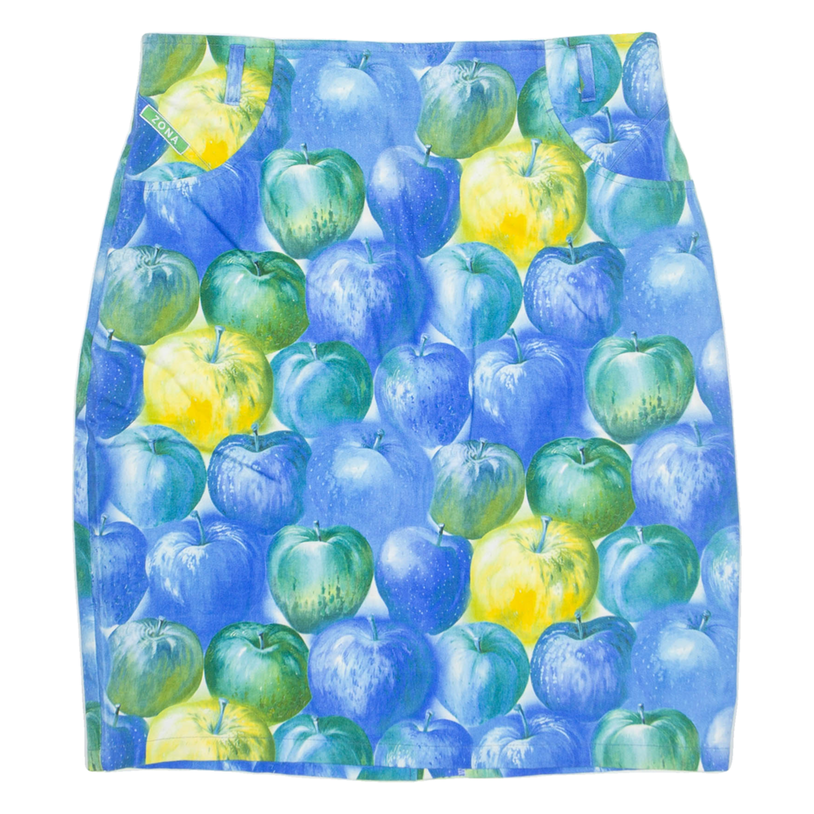 YONA All Over Apple Print Womens Straight Skirt Blue Knee Length UK 14 Refurbished - N/A refurbished available on Cerqular