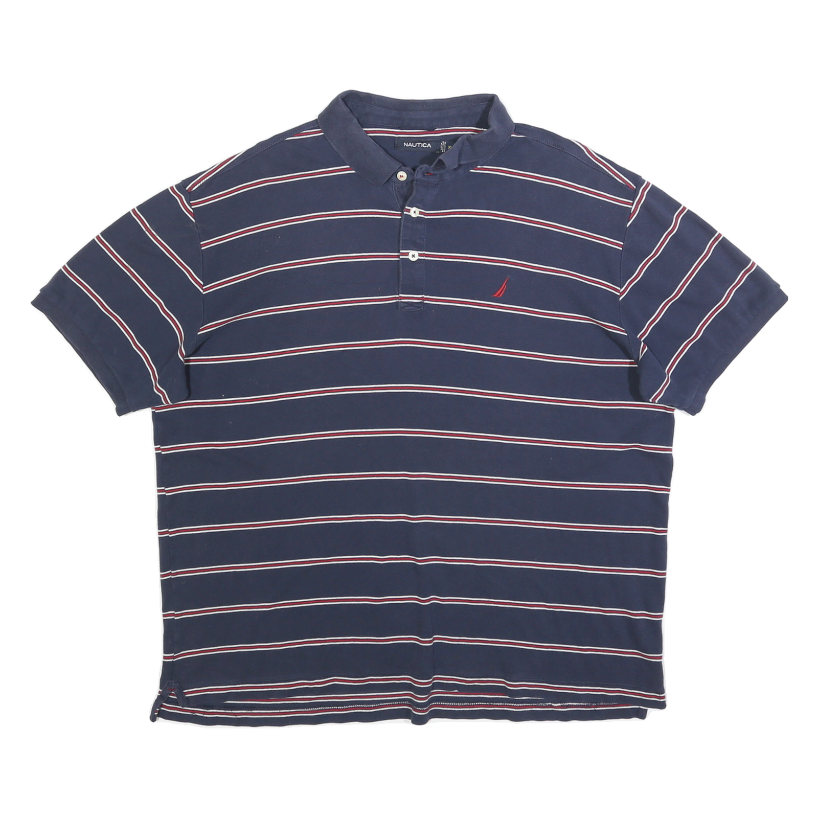 NAUTICA Mens Blue Striped Short Sleeve Polo Shirt XL Cotton Blend Casual Refurbished - N/A refurbished available on Cerqular
