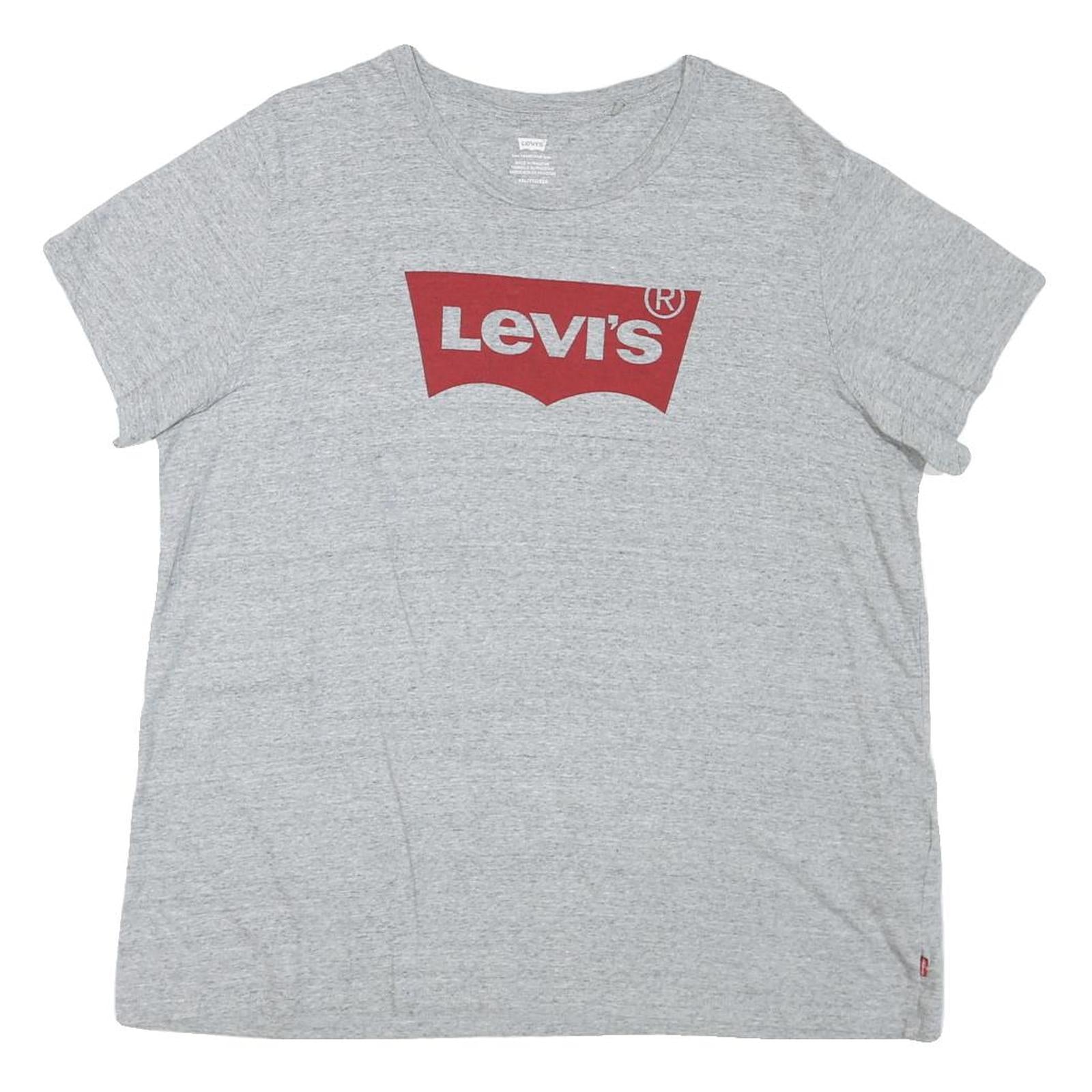 LEVI'S Womens Grey Red Logo Graphic T-Shirt 2XL Short Sleeve Crew Neck Cotton Refurbished - N/A refurbished available on Cerqular
