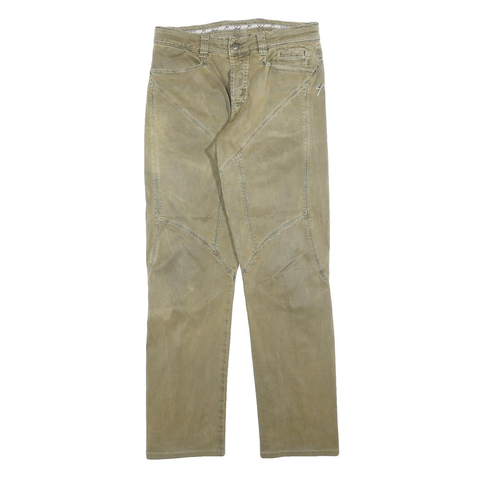 Mens Beige Cotton Blend Regular Fit Zip Closure Trousers W30 L32 Casual Pants Refurbished - N/A refurbished available on Cerqular