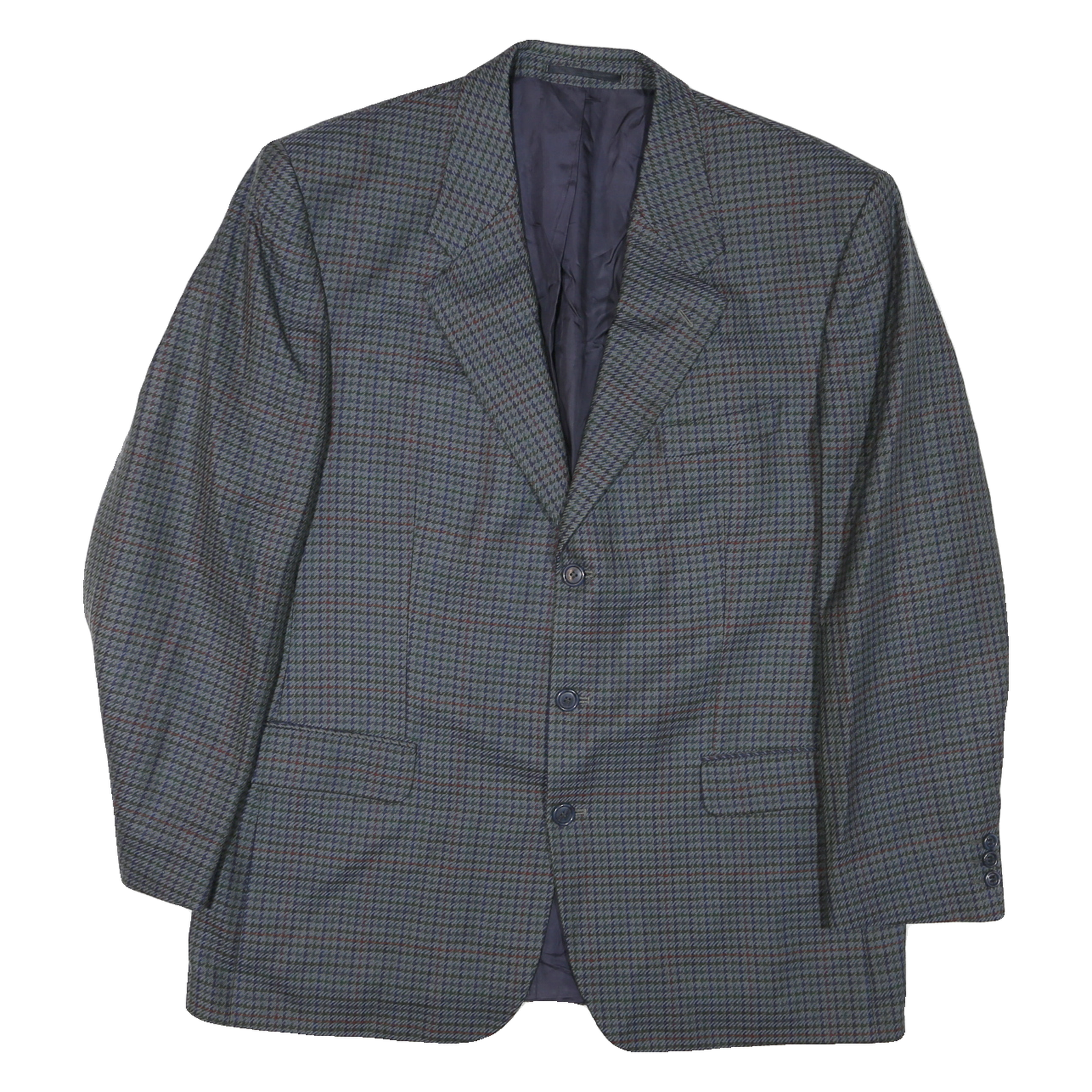 Mens Grey & Blue Check Blazer Tailored XL Polyester Blend Woven Button Jacket Refurbished - N/A refurbished available on Cerqular