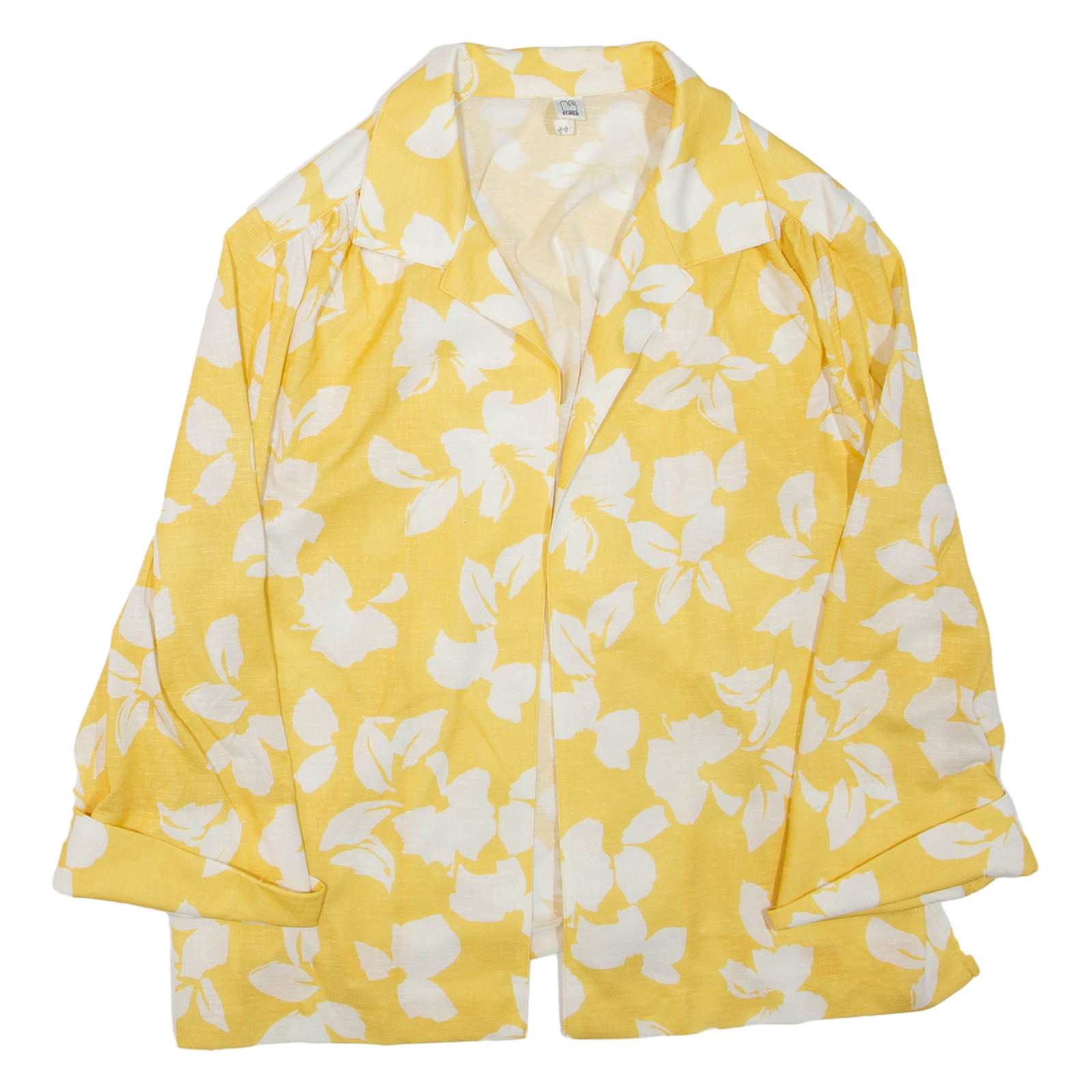Womens Kimono Top Yellow 3/4 Sleeve Floral L Refurbished - N/A refurbished available on Cerqular