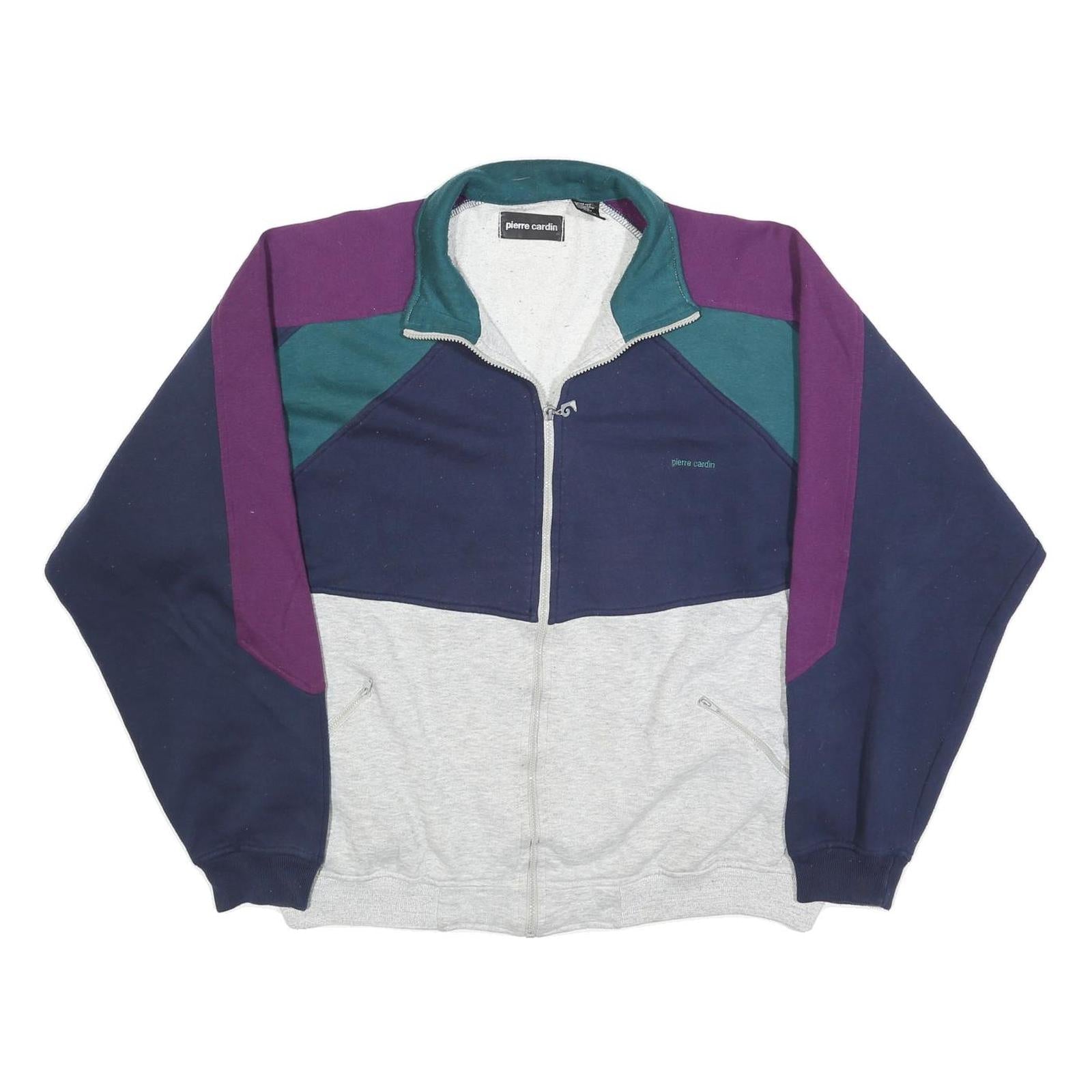 PIERRE CARDIN Mens Navy & Purple & Grey Zip Collar XL Sweatshirt Cotton Blend Refurbished - N/A refurbished available on Cerqular