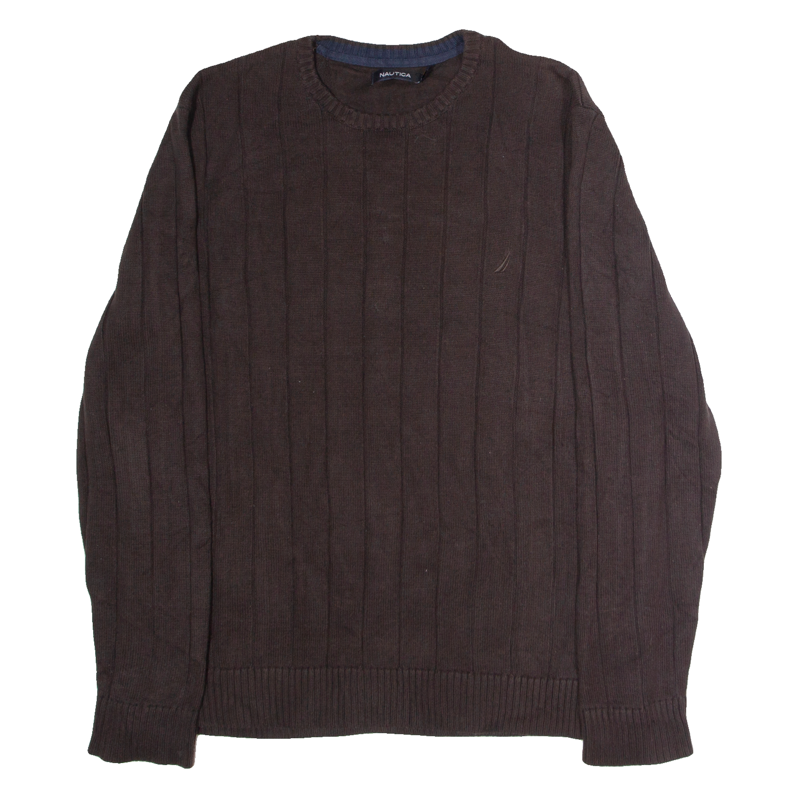 NAUTICA Mens Jumper Brown Crew Neck Tight Knit XL Refurbished - N/A refurbished available on Cerqular