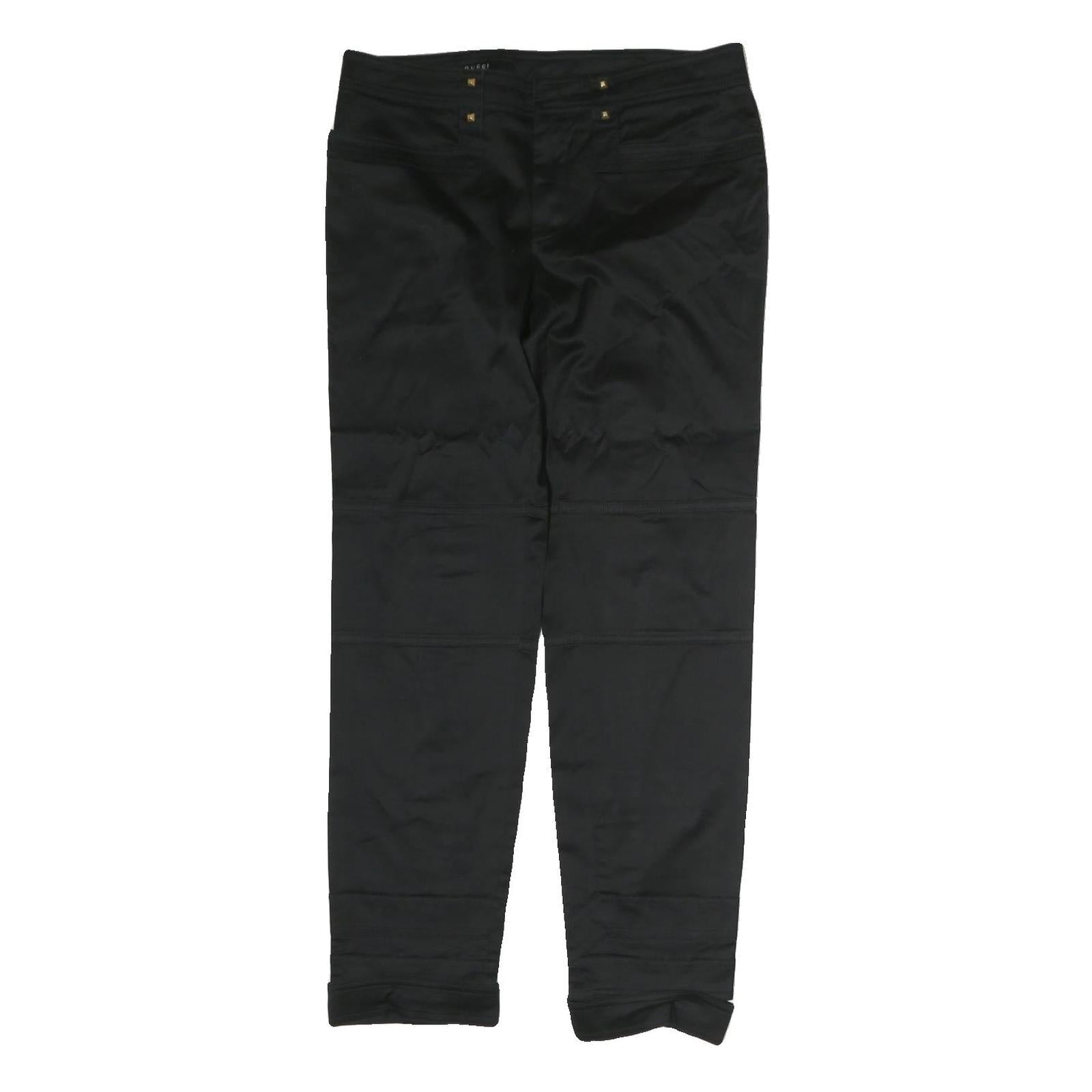 GUCCI Womens Cotton Blend Black Regular Fit Trousers W30 L28 Stylish Zip Refurbished - N/A refurbished available on Cerqular