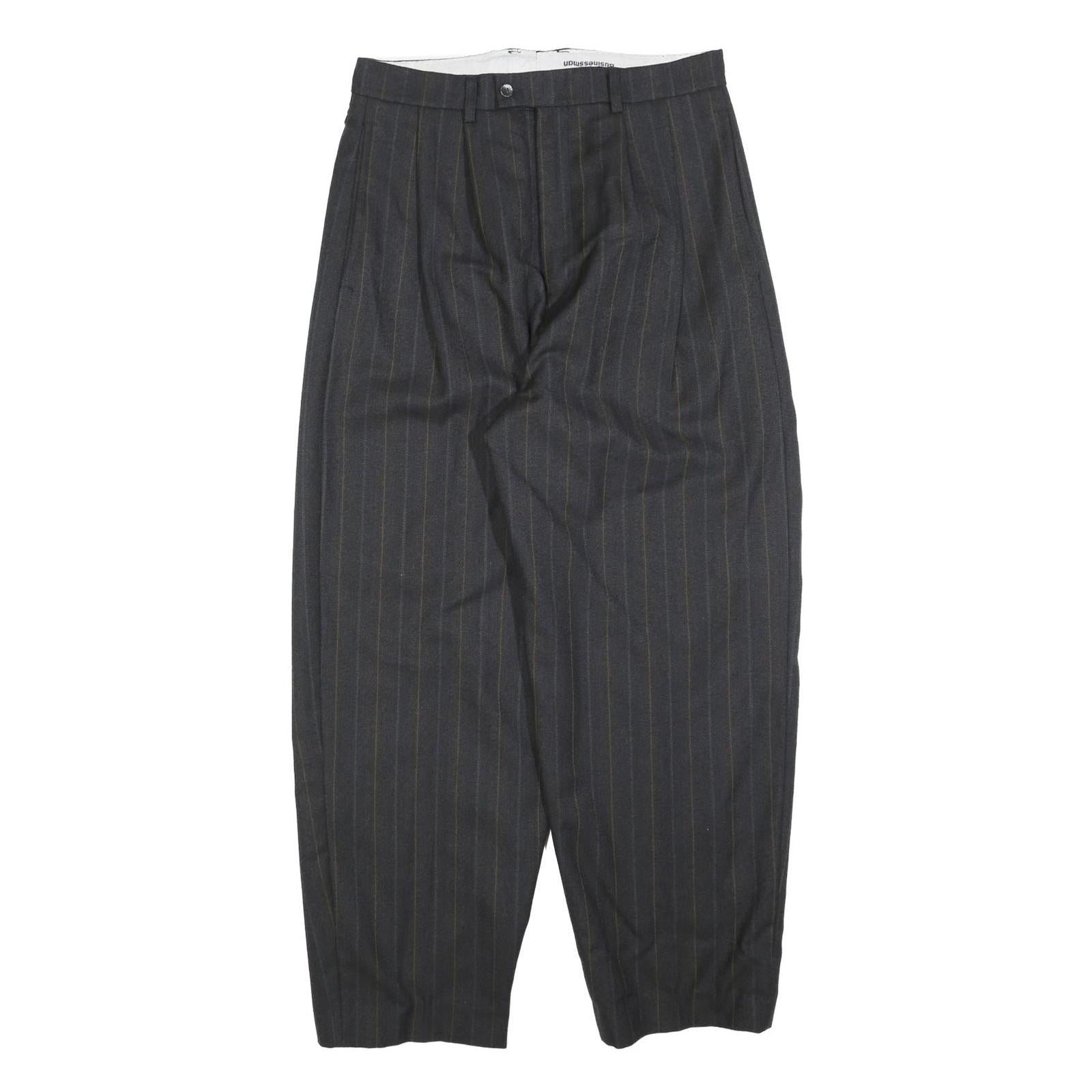 BUSINESSMAN Mens Regular Fit Grey Striped Straight Leg Trousers W32 L28 Refurbished - N/A refurbished available on Cerqular