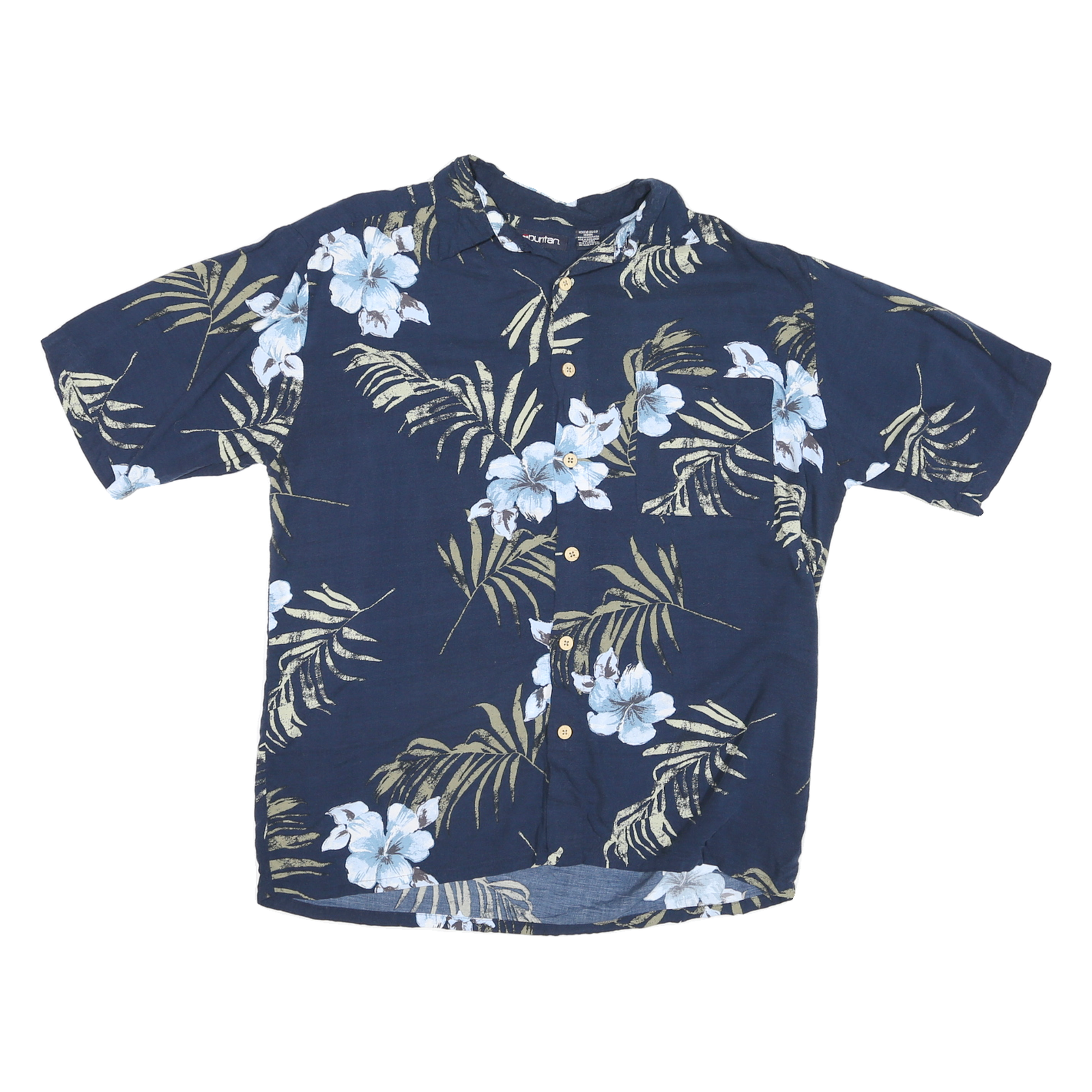 PURITAN Mens Blue Floral Viscose Shirt M Casual Summer Patterned Refurbished - N/A refurbished available on Cerqular