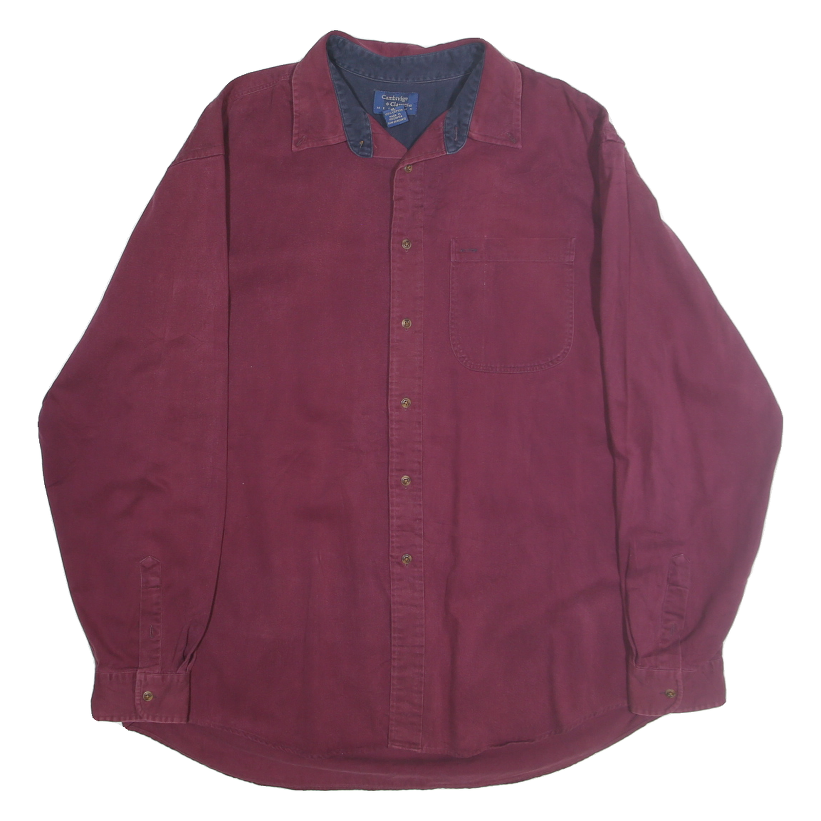 CAMBRIDGER CLASSICS Mens Maroon Casual Shirt XL Button Front Chest Pocket Refurbished - N/A refurbished available on Cerqular