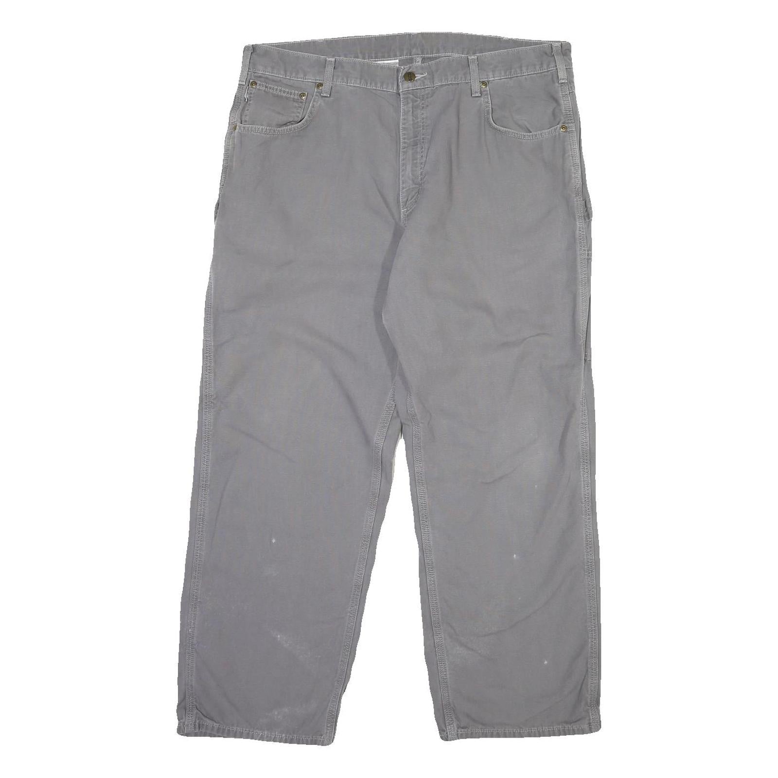 CARHARTT Mens Cotton Blend Grey Regular Straight Trousers W40 L30 Casual Refurbished - N/A refurbished available on Cerqular