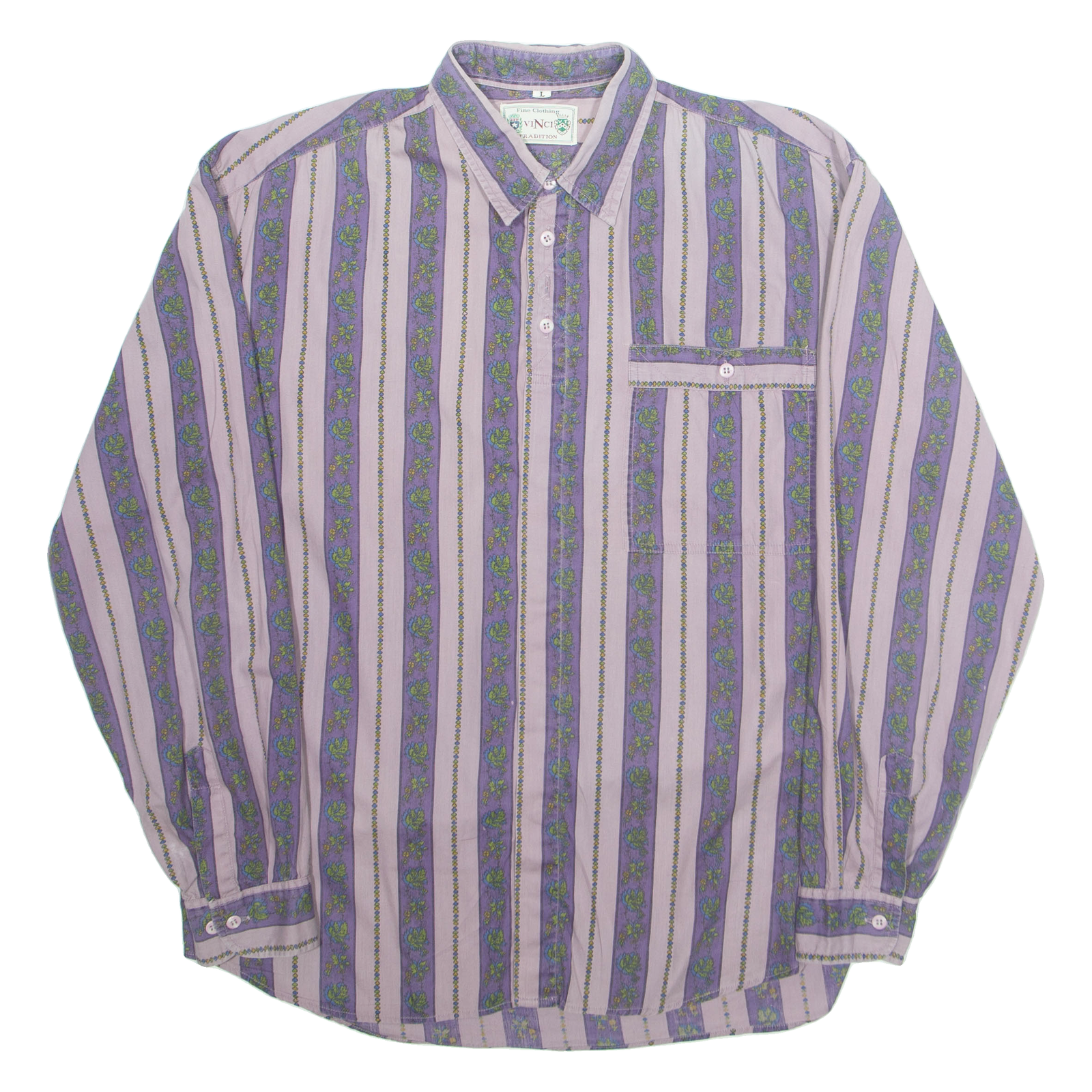 VINCI Mens Shirt Purple Striped Long Sleeve L Refurbished - N/A refurbished available on Cerqular