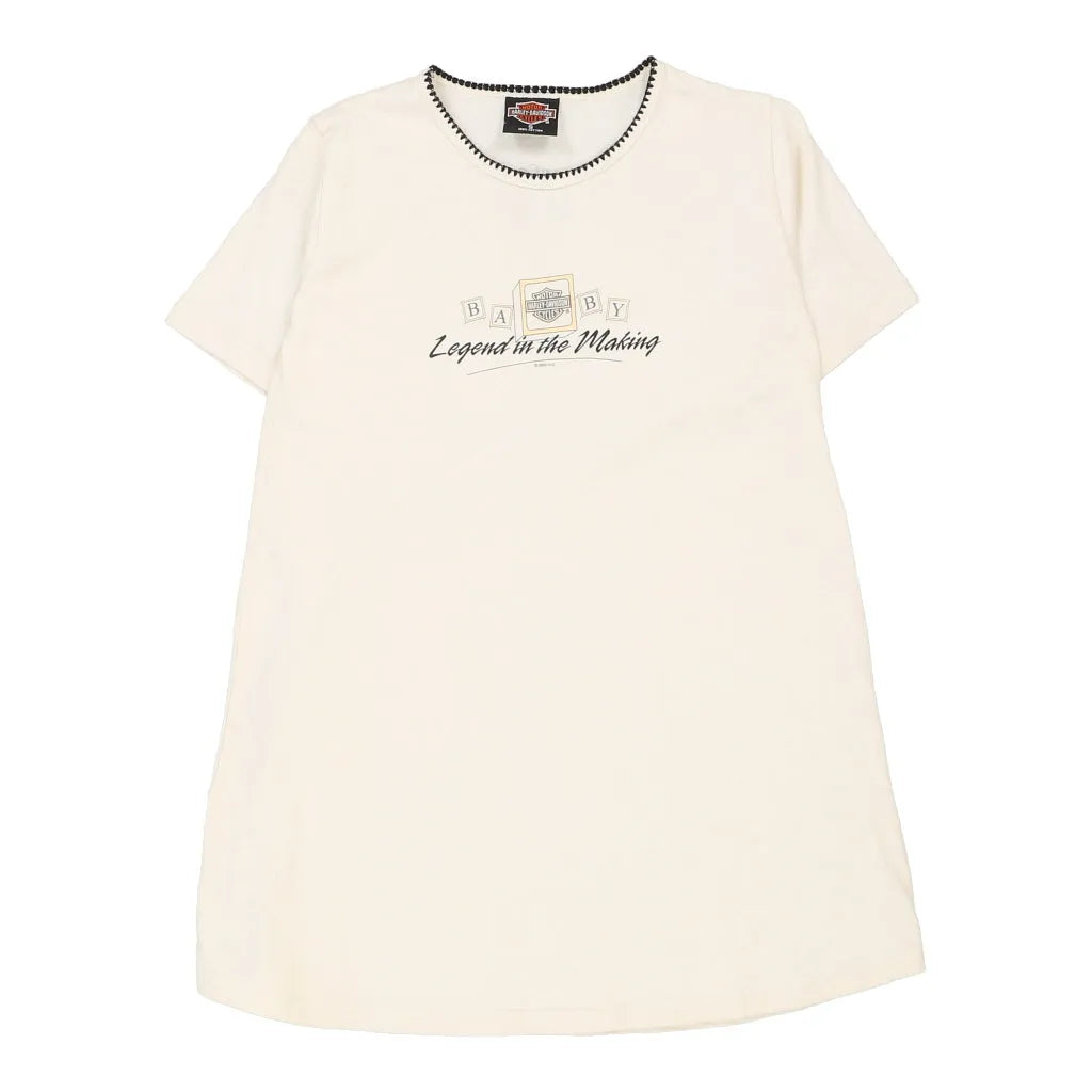 Harley Davidson T-Shirt - Small Beige Cotton | Size: small Refurbished - Thrifted (note: this is a term often used to describe second- refurbished available on Cerqular