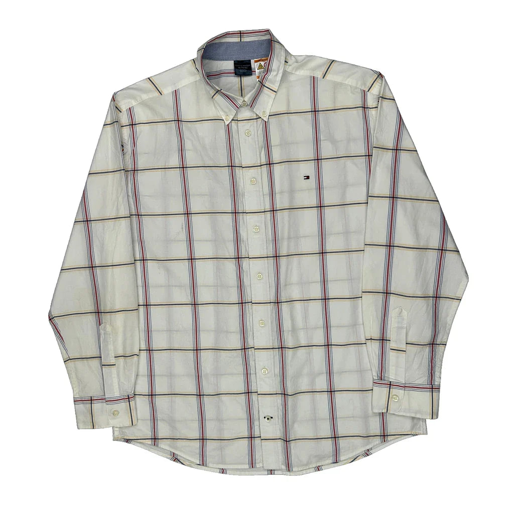 Tommy Hilfiger Checked Shirt - XL Yellow Cotton Refurbished - Thrifted (note: this is a term often used to describe second- refurbished available on Cerqular