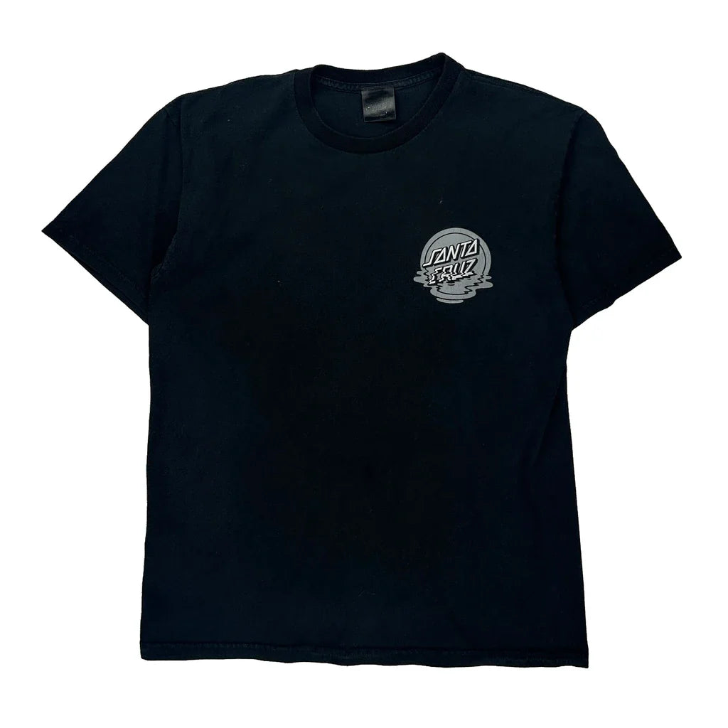 Santa Cruz Graphic T-Shirt - Medium Black Cotton Refurbished - Thrifted (note: this is a term often used to describe second- refurbished available on Cerqular