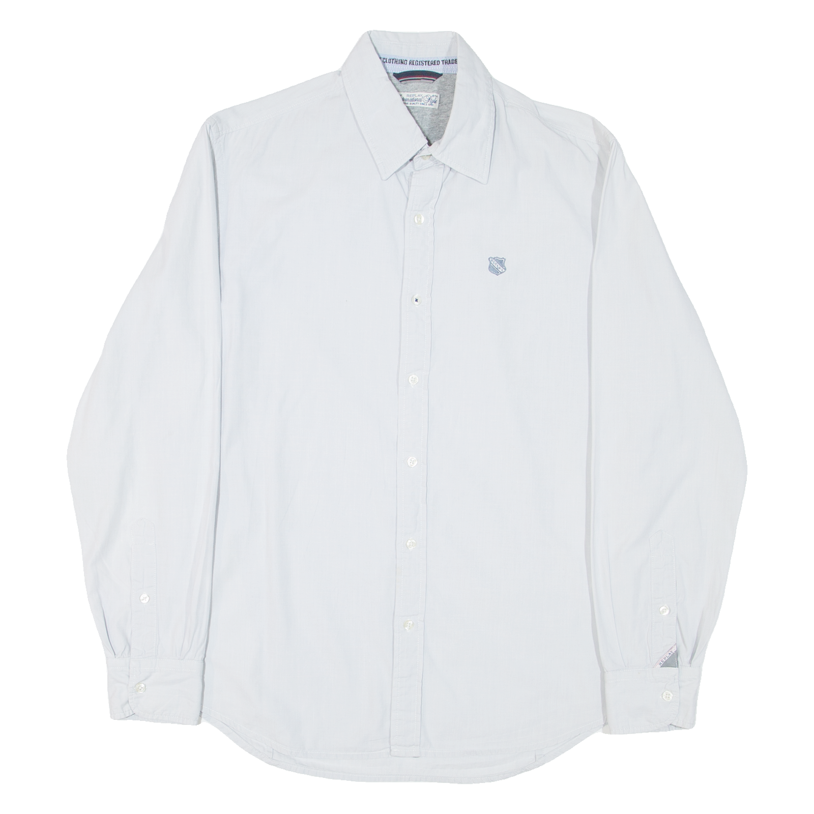 REPLAY Mens Plain Shirt Grey Long Sleeve M Refurbished - N/A refurbished available on Cerqular