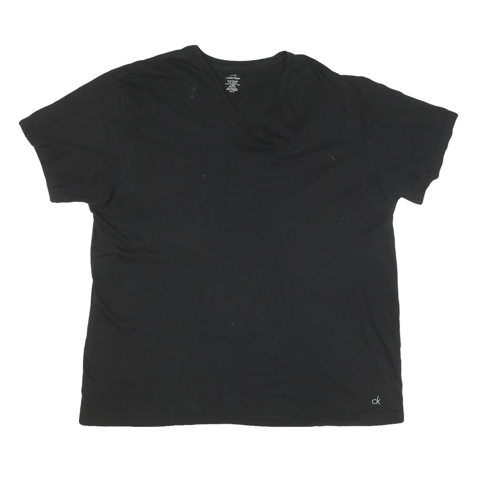 CALVIN KLEIN Mens Black V Neck T-Shirt XL Cotton Blend Casual Modern Refurbished - N/A refurbished available on Cerqular
