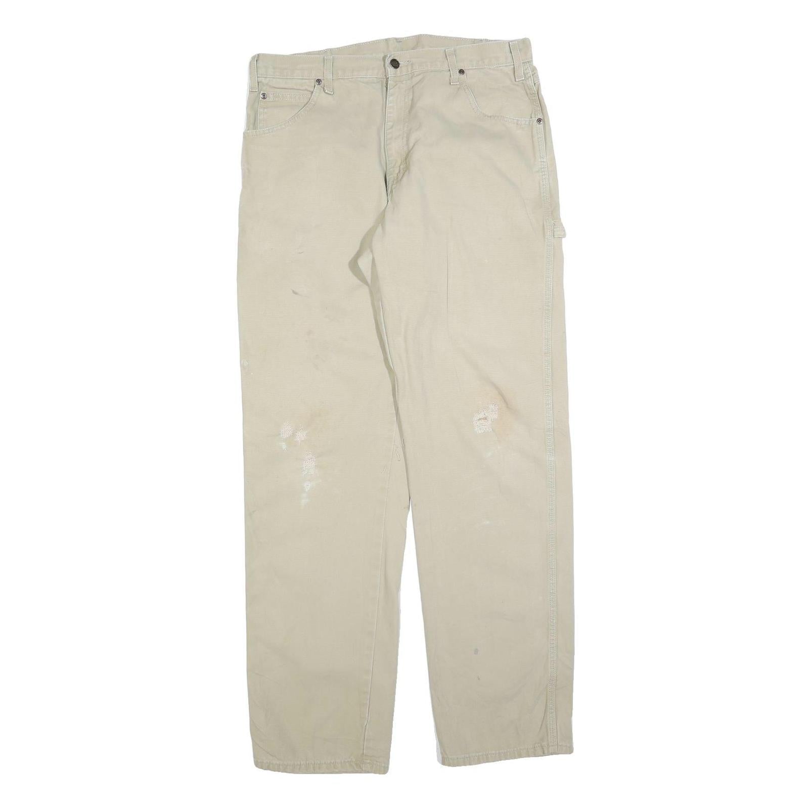 DICKIES Mens Cotton Blend Beige Regular Fit Straight Leg Trousers W34 L34 Refurbished - N/A refurbished available on Cerqular