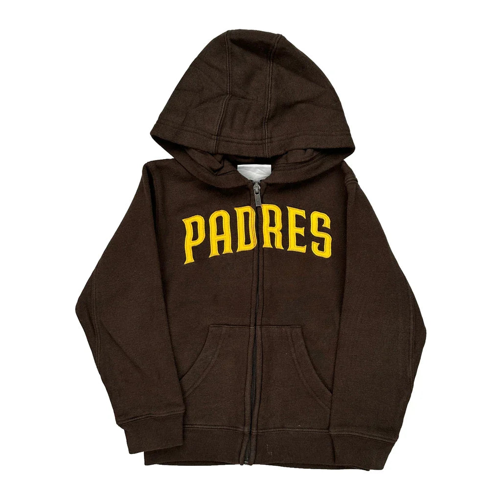 Age 5-6 Padres Mlb Hoodie - Medium Brown Cotton Refurbished - Thrifted (note: this is a term often used to describe second- refurbished available on Cerqular