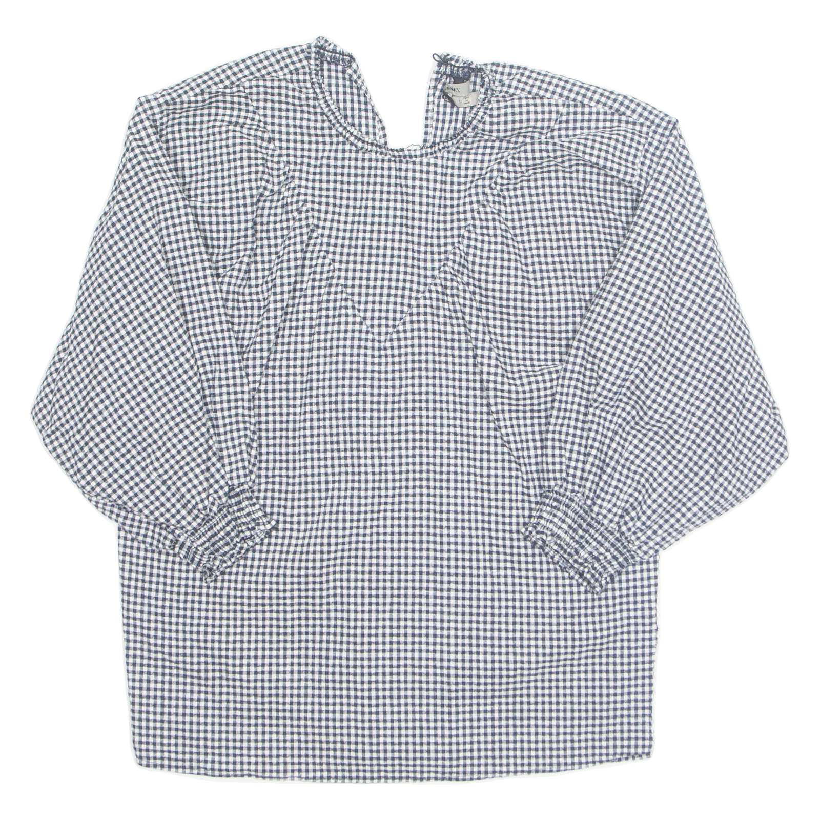 ZARA Womens Printed Top Black 3/4 Sleeve Check XS Refurbished - N/A refurbished available on Cerqular