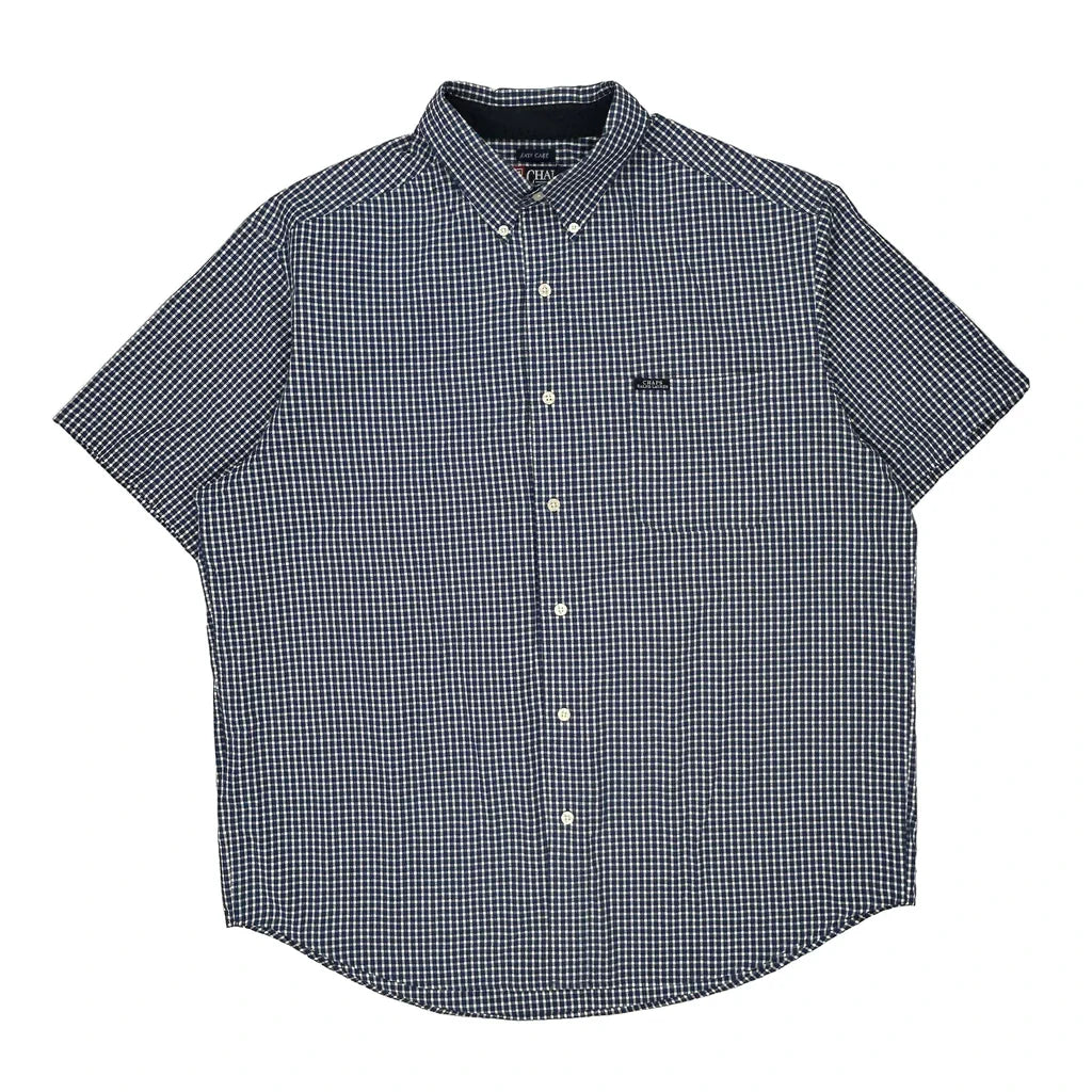 Chaps Ralph Lauren Checked Short Sleeve Shirt - XL Blue Cotton Blend Refurbished - Thrifted (note: this is a term often used to describe second- refurbished available on Cerqular