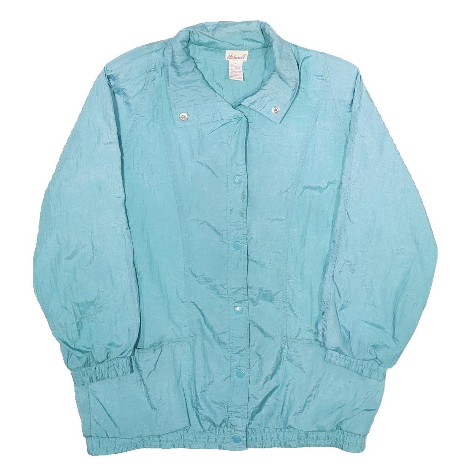 Haband Womens Blue Nylon Jacket M Plain Zip Lightweight Casual Outerwear Refurbished - N/A refurbished available on Cerqular