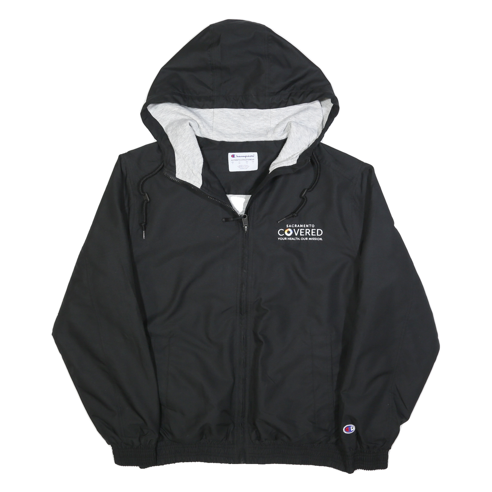 CHAMPION Mens Black Hooded Jacket S Polyester Zip Plain Casual Streetwear Refurbished - N/A refurbished available on Cerqular