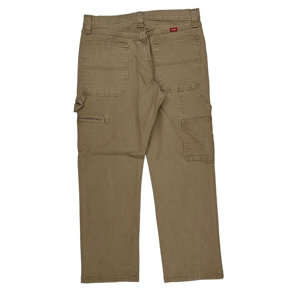 Wrangler Carpenter Trousers - 32W 30L Khaki Cotton Refurbished - Thrifted (note: this is a term often used to describe second- refurbished available on Cerqular