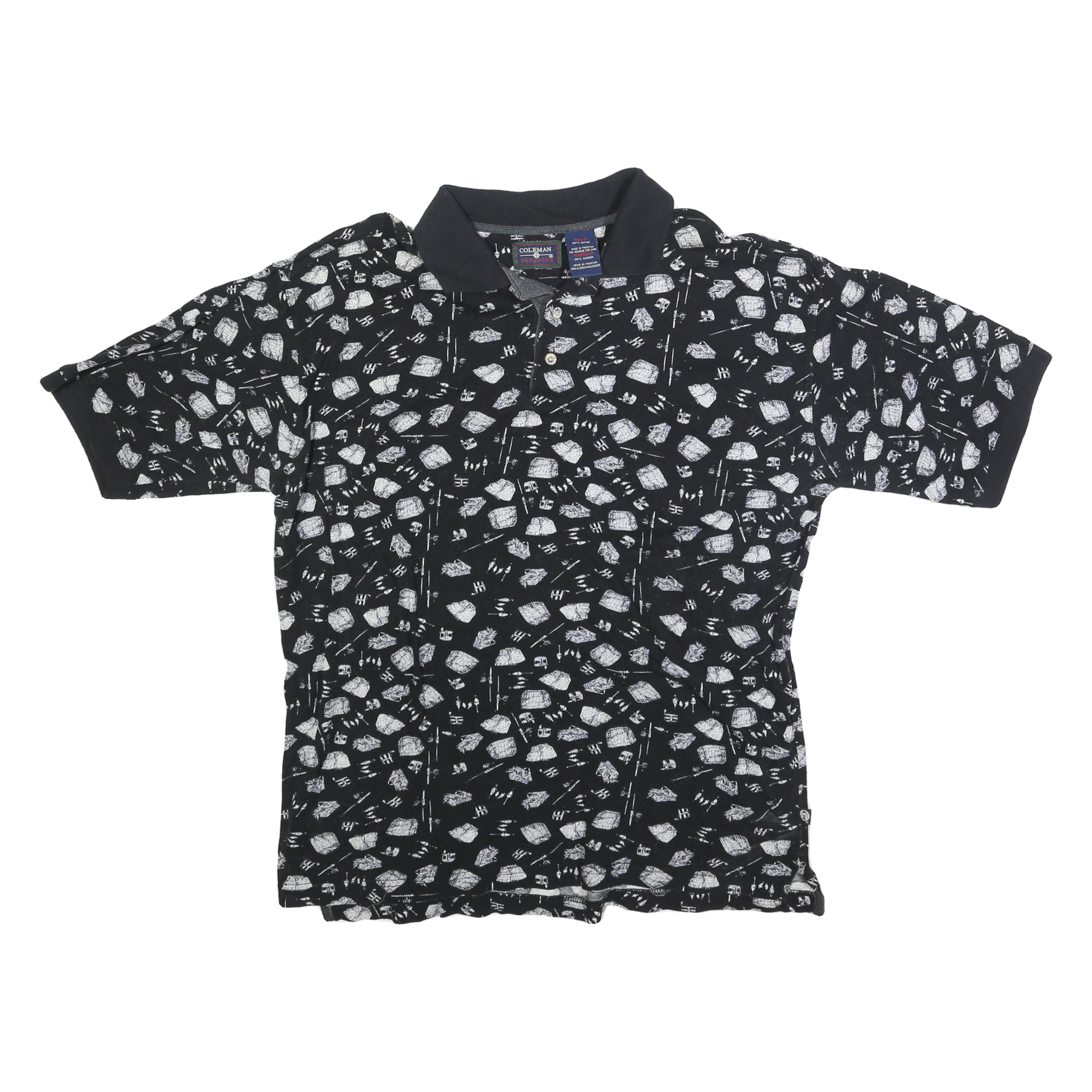 Buy COLEMAN Mens Black & White Short Sleeve Printed XL Polo Shirt Cotton Blend Refurbished - $12.99 COLEMAN Mens Black & White Short Sleeve Printed XL Polo Shirt Cotton Blend Refurbished - N/A refurbished available on Cerqular