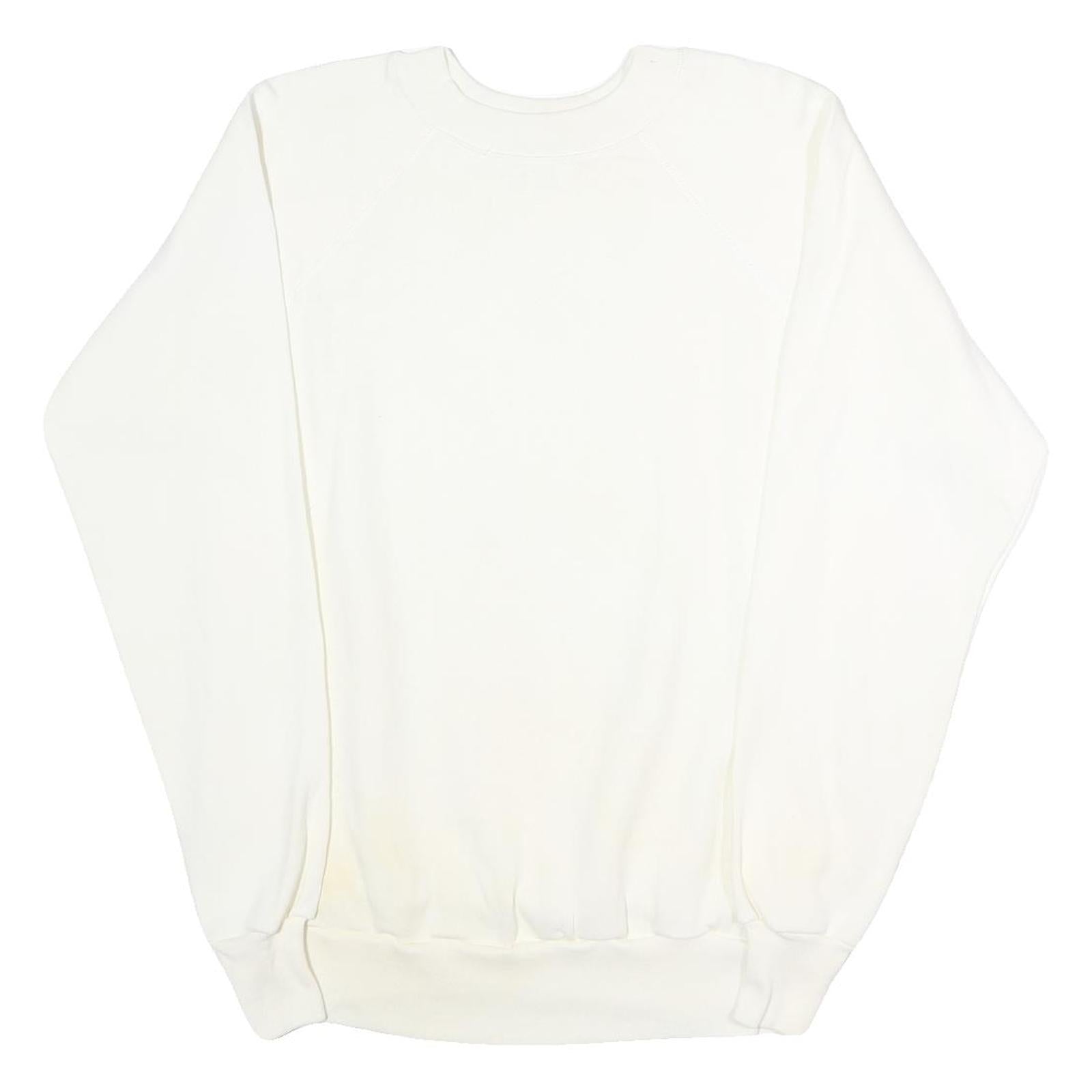 PANILL Mens White Sweatshirt L Crew Neck Cotton Blend Pullover Comfortable Basic Refurbished - N/A refurbished available on Cerqular