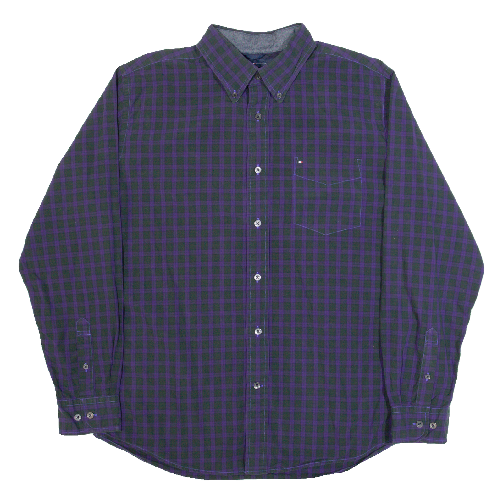 TOMMY HILFIGER Mens Shirt Black Check Long Sleeve L Refurbished - N/A refurbished available on Cerqular