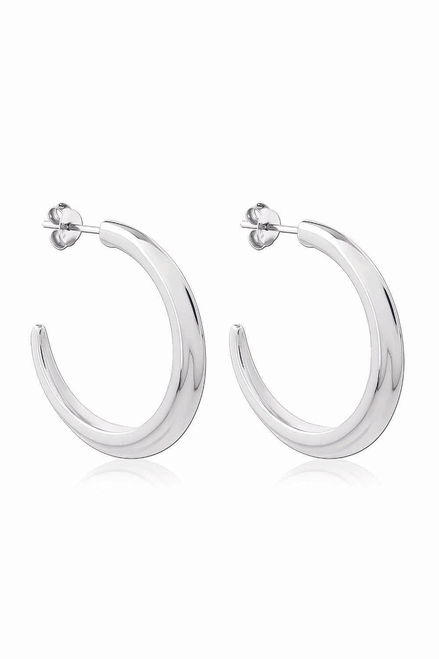 Crescent Hoops Silver Large | Size: 1.25 inch Refurbished - N/A (There is no well-known brand by the name "A refurbished available on Cerqular