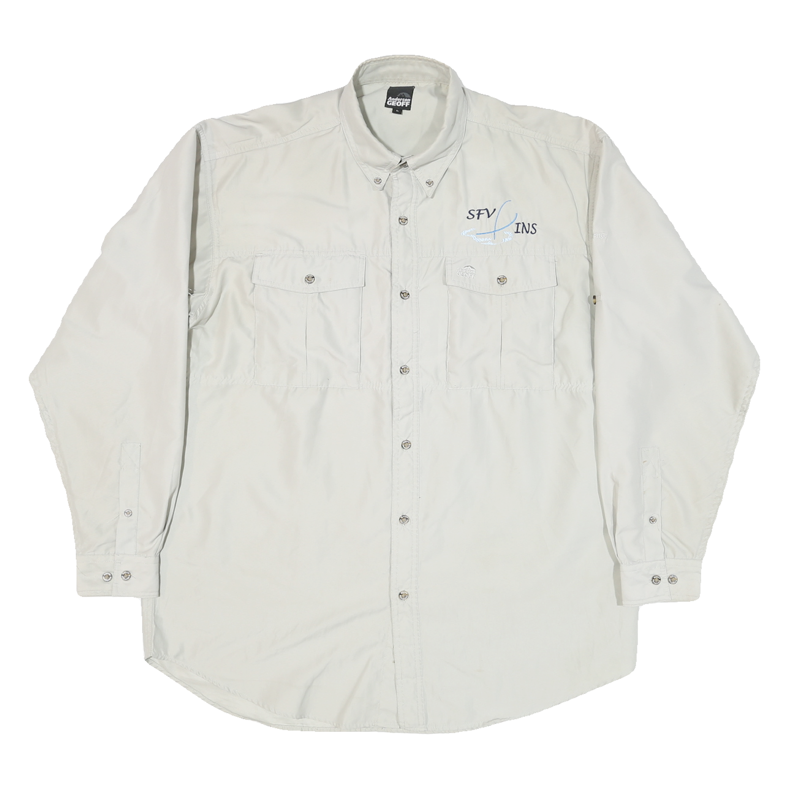 ANDERSON GEOFF Mens Cream L Cotton Blend Casual Button-Down Shirt Long Sleeve Refurbished - N/A refurbished available on Cerqular
