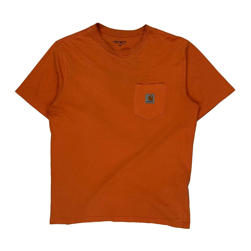Buy Carhartt T-Shirt - Medium Orange Cotton Refurbished - $20.09 Carhartt T-Shirt - Medium Orange Cotton Refurbished - Thrifted (note: this is a term often used to describe second- refurbished available on Cerqular