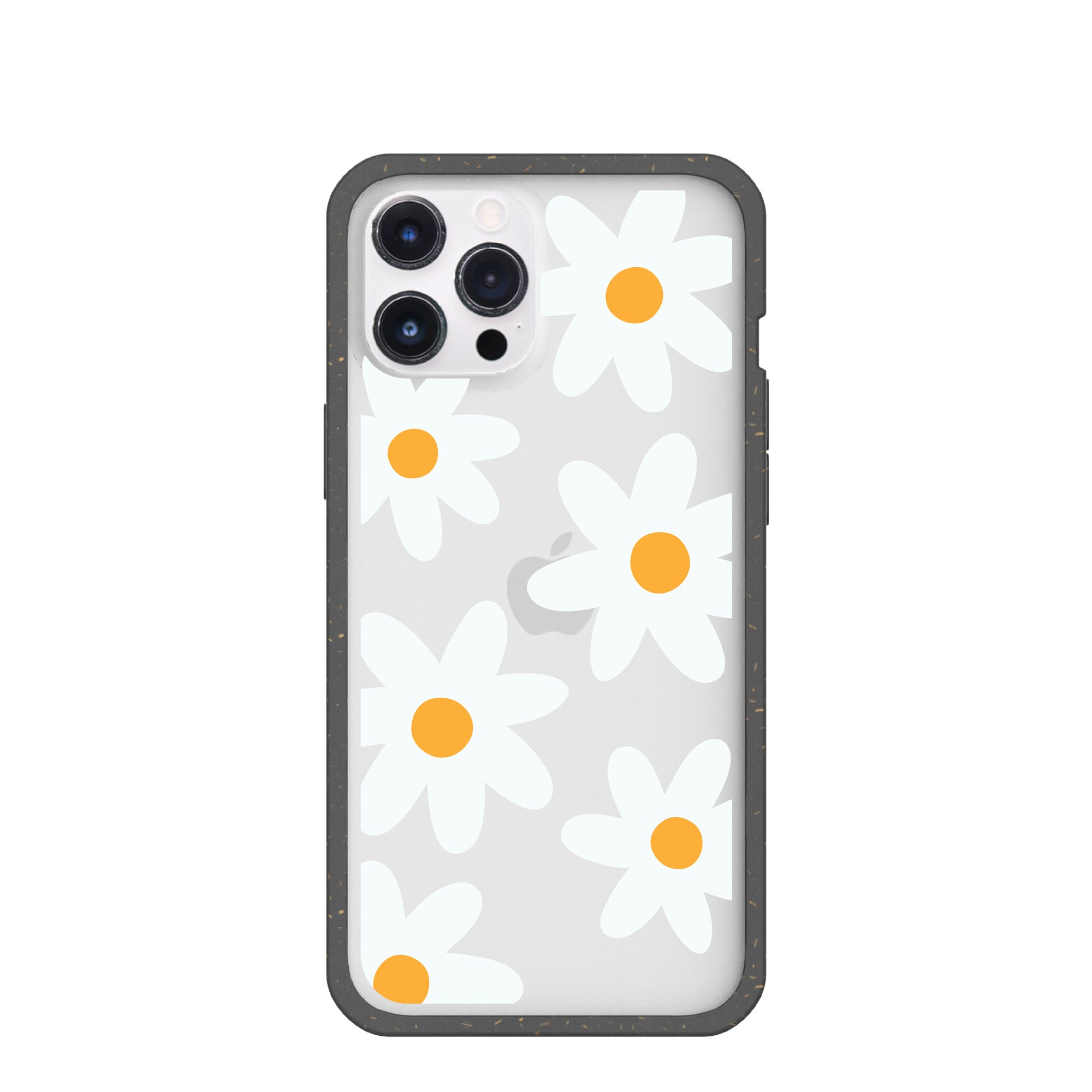 Clear Daisy iPhone 12 Pro Max Case With Black Ridge Refurbished - Pela Case refurbished available on Cerqular