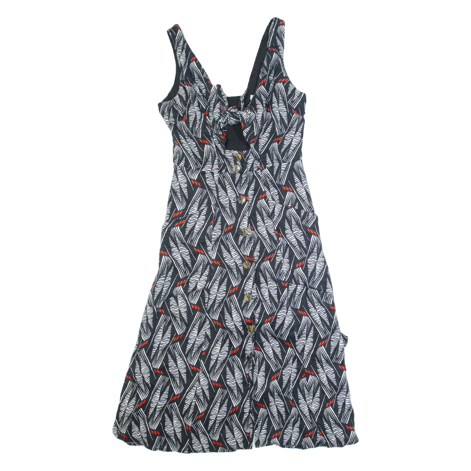 WHISTLES Womens Tea Dress Black Linen Crazy Pattern Sleeveless Midi UK 8 Refurbished - N/A refurbished available on Cerqular