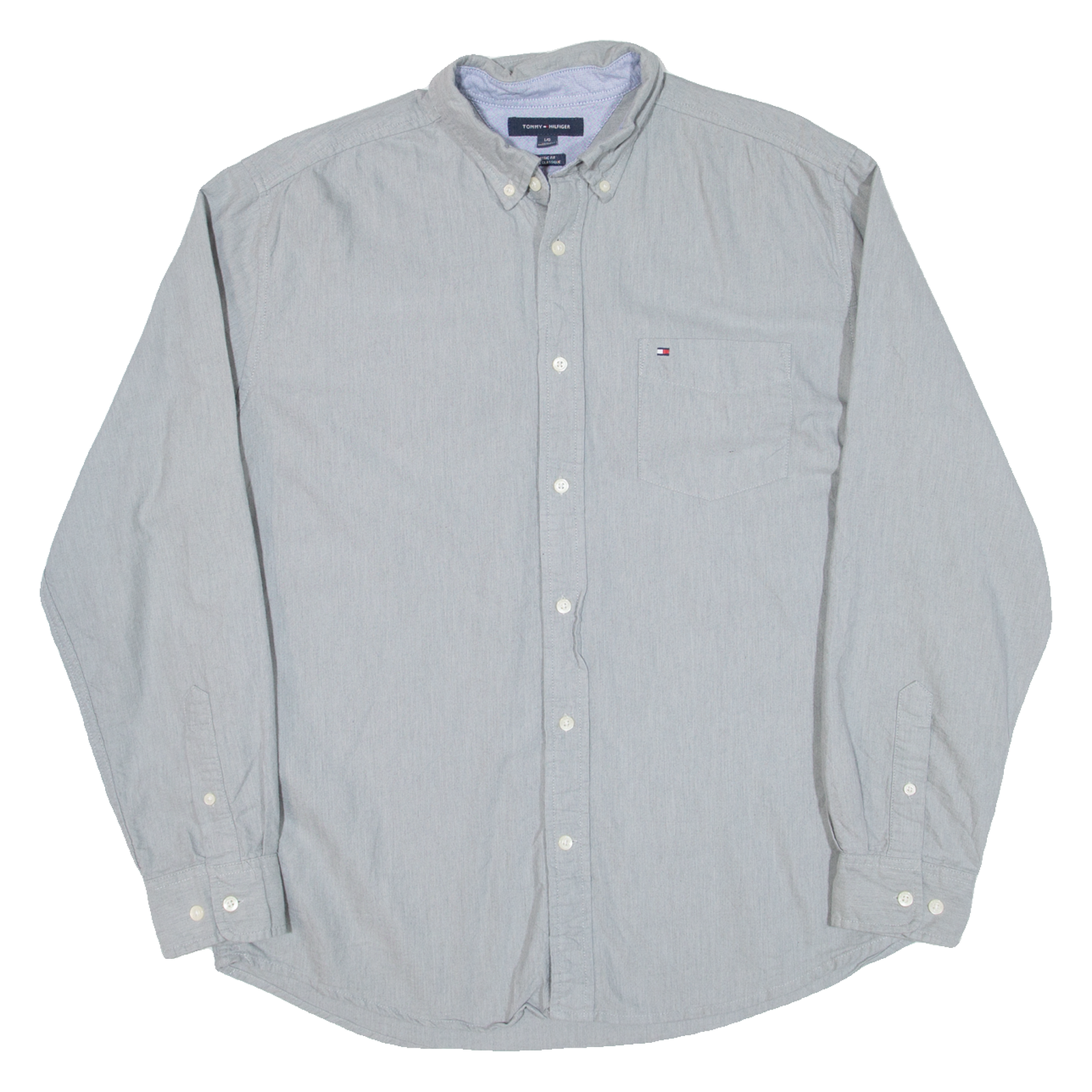 TOMMY HILFIGER Mens Plain Shirt Green Long Sleeve L Refurbished - N/A refurbished available on Cerqular