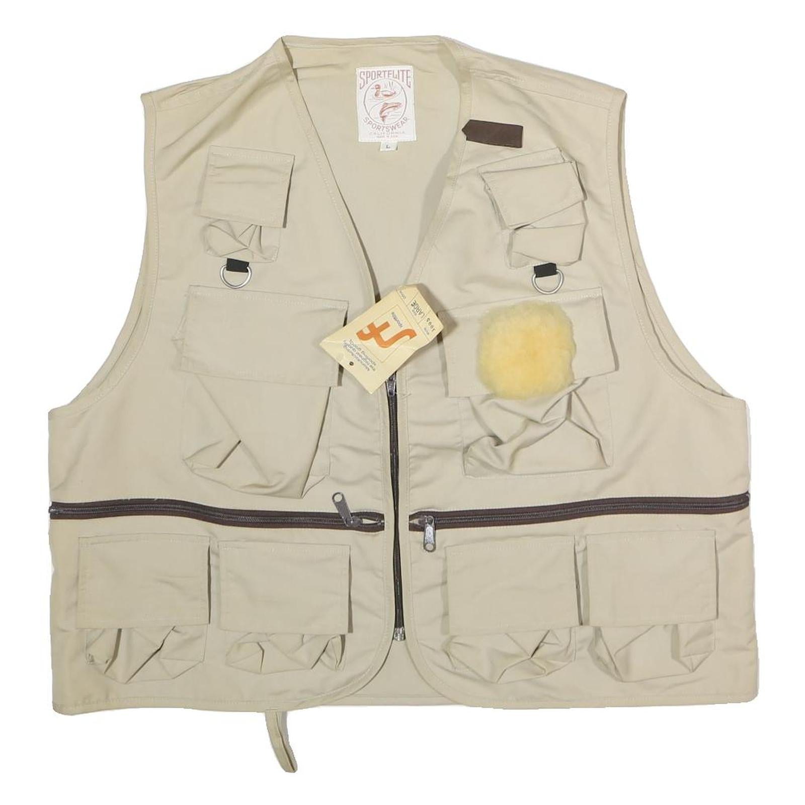 SPORTFLITE SPORTSWEAR Mens Beige Fishing Utility Vest L Polyester Blend Refurbished - N/A refurbished available on Cerqular
