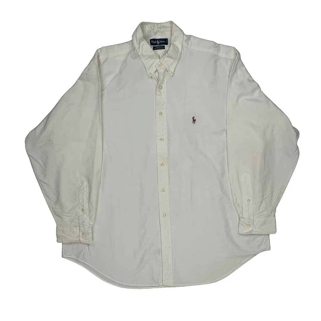 Ralph Lauren Shirt - 2XL White Cotton Refurbished - Thrifted (note: this is a term often used to describe second- refurbished available on Cerqular