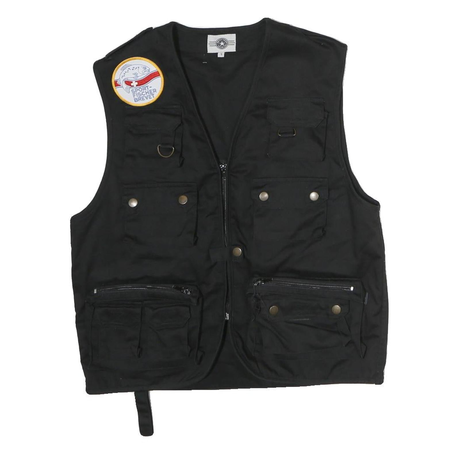 ARMY TEX Mens Black Cotton Blend Utility Vest S Jacket Multi Pocket Zip Vest Refurbished - N/A refurbished available on Cerqular
