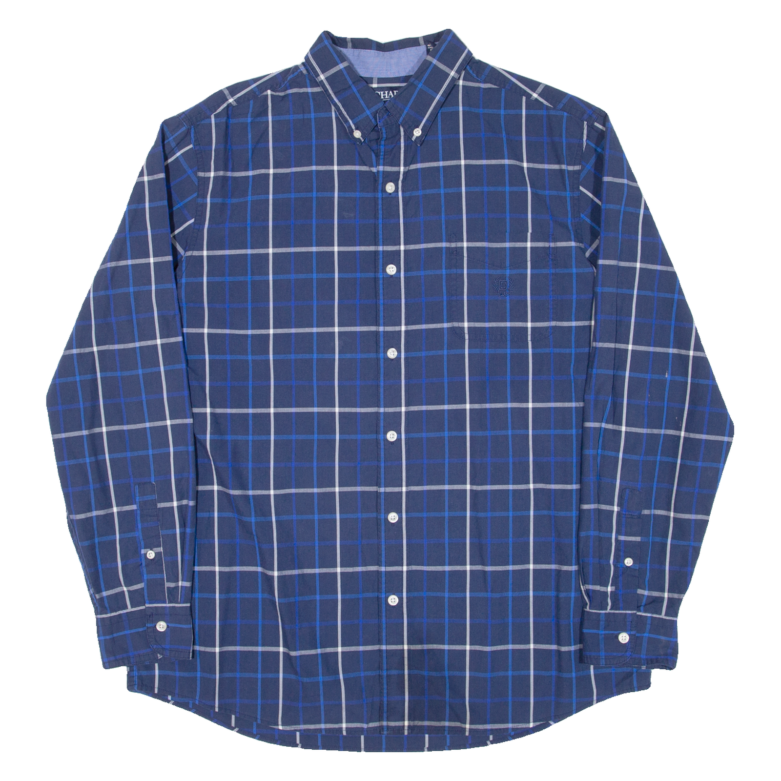 CHAPS Mens Shirt Blue Check Long Sleeve L Refurbished - N/A refurbished available on Cerqular